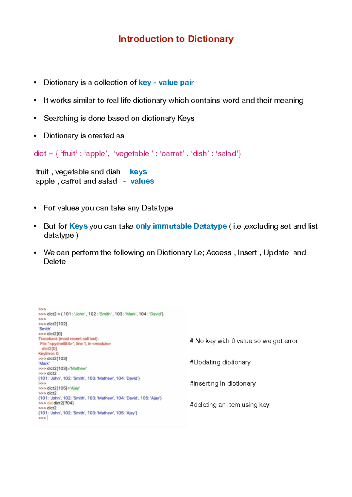 2.1 Intro to Dict: Understanding Python Dictionaries and Their ...
