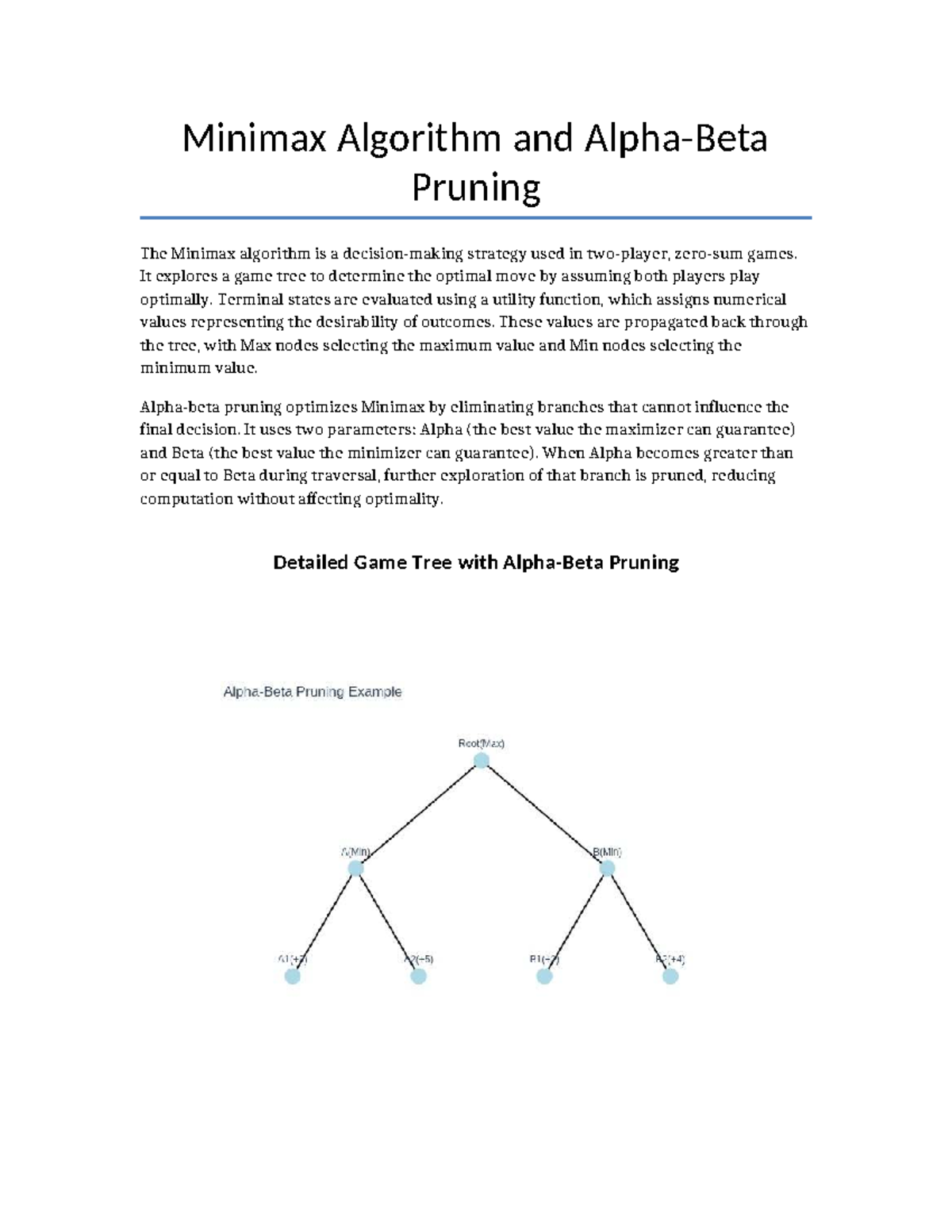 Unit 8: Minimax Algorithm & Pruning in Game Theory - Studocu