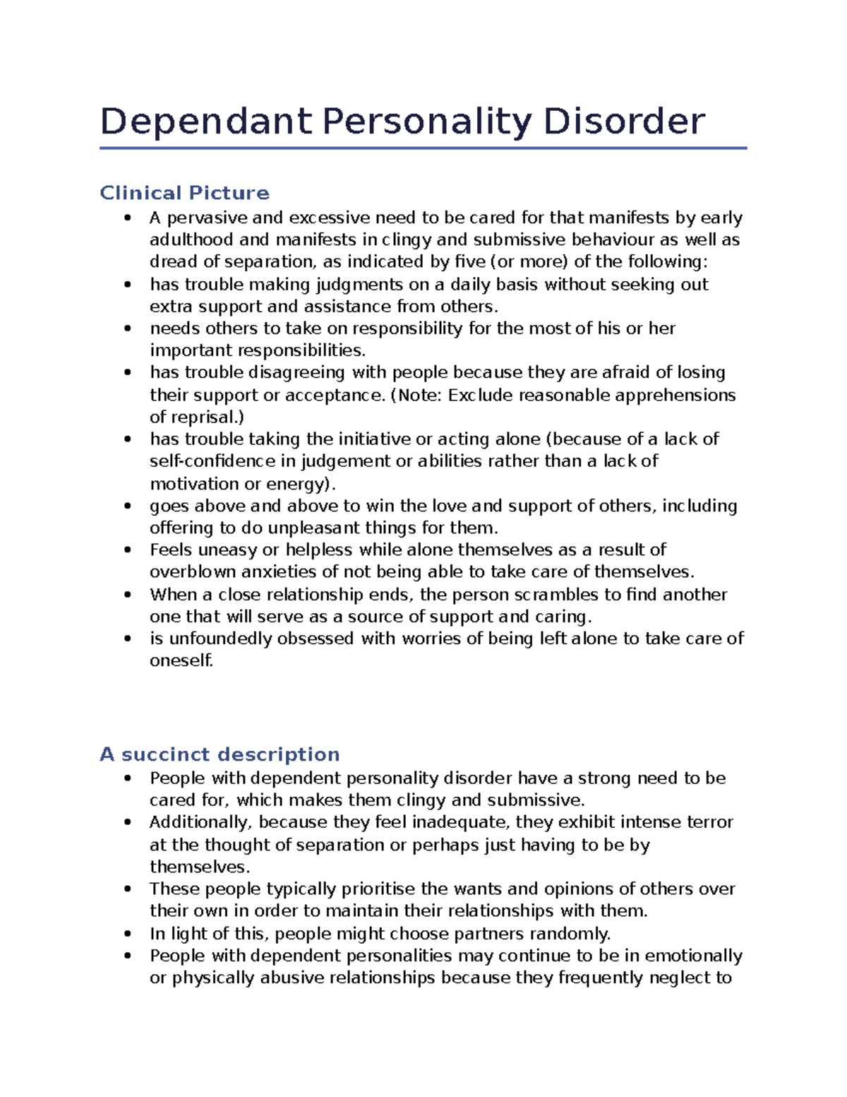 Overview of Dependent Personality Disorder: Diagnosis & Case Study ...