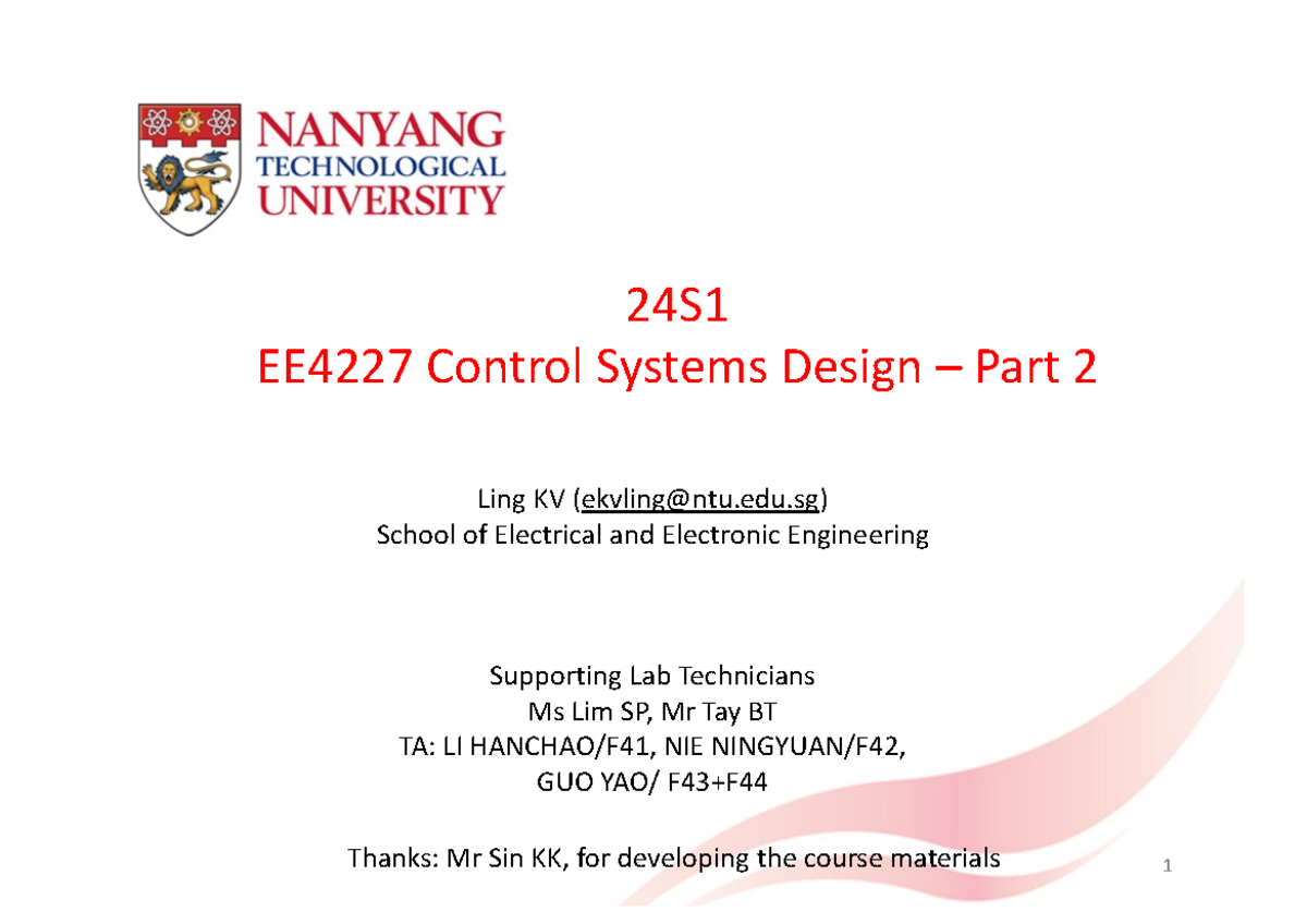 24S1 LKV EE4227 Control Systems Design Part 2 - Lab Demonstrations ...