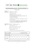 Math Extension 2 - Grade: 12 - New South Wales Higher School ...