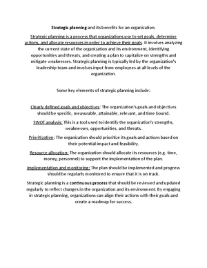 Strategic Planning - Study Notes & Assignments - Studocu