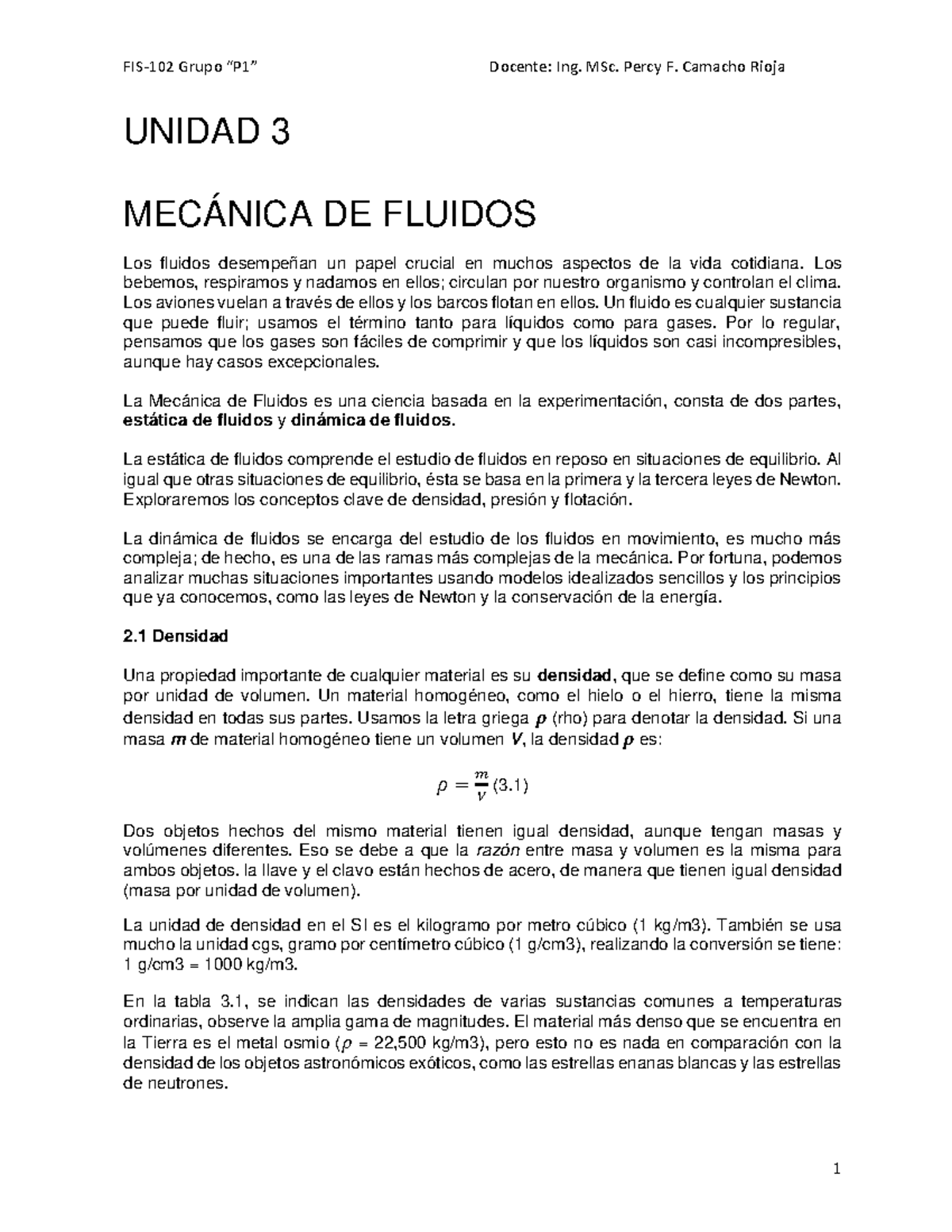 Unidad 3: Mecánica de Fluidos - Conceptos Clave y Aplicaciones - Studocu