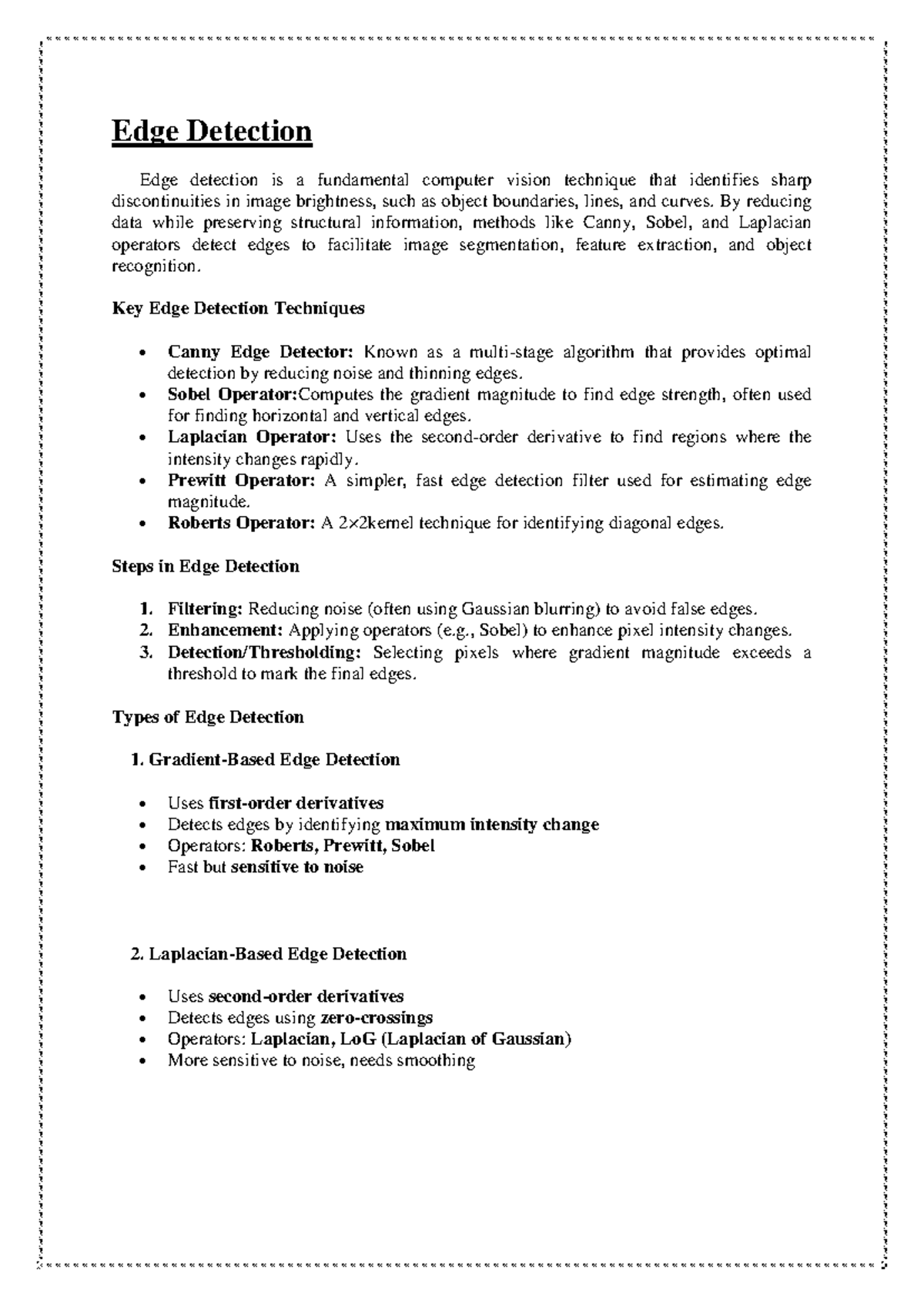 Computer Vision (CV) 5th Unit: Edge Detection & Noise Analysis Notes ...