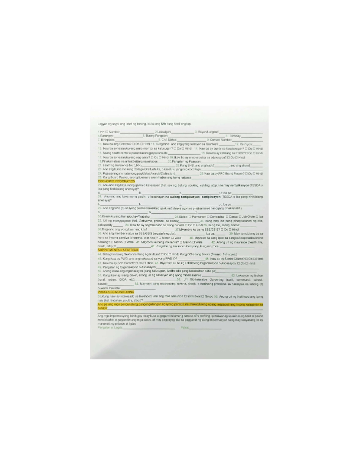 Nokoprint 260218 2112 - Formularyo para sa 4Ps Profiling - Studocu