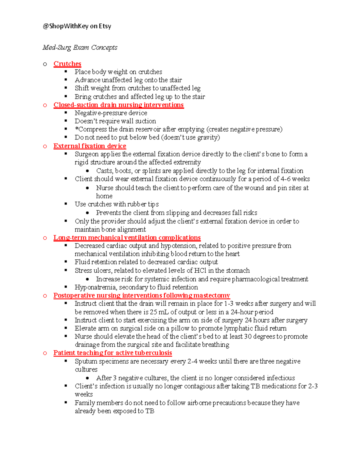 Med Surg CMS - Study guide used for exams and quizzes - Med-Surg Exam ...