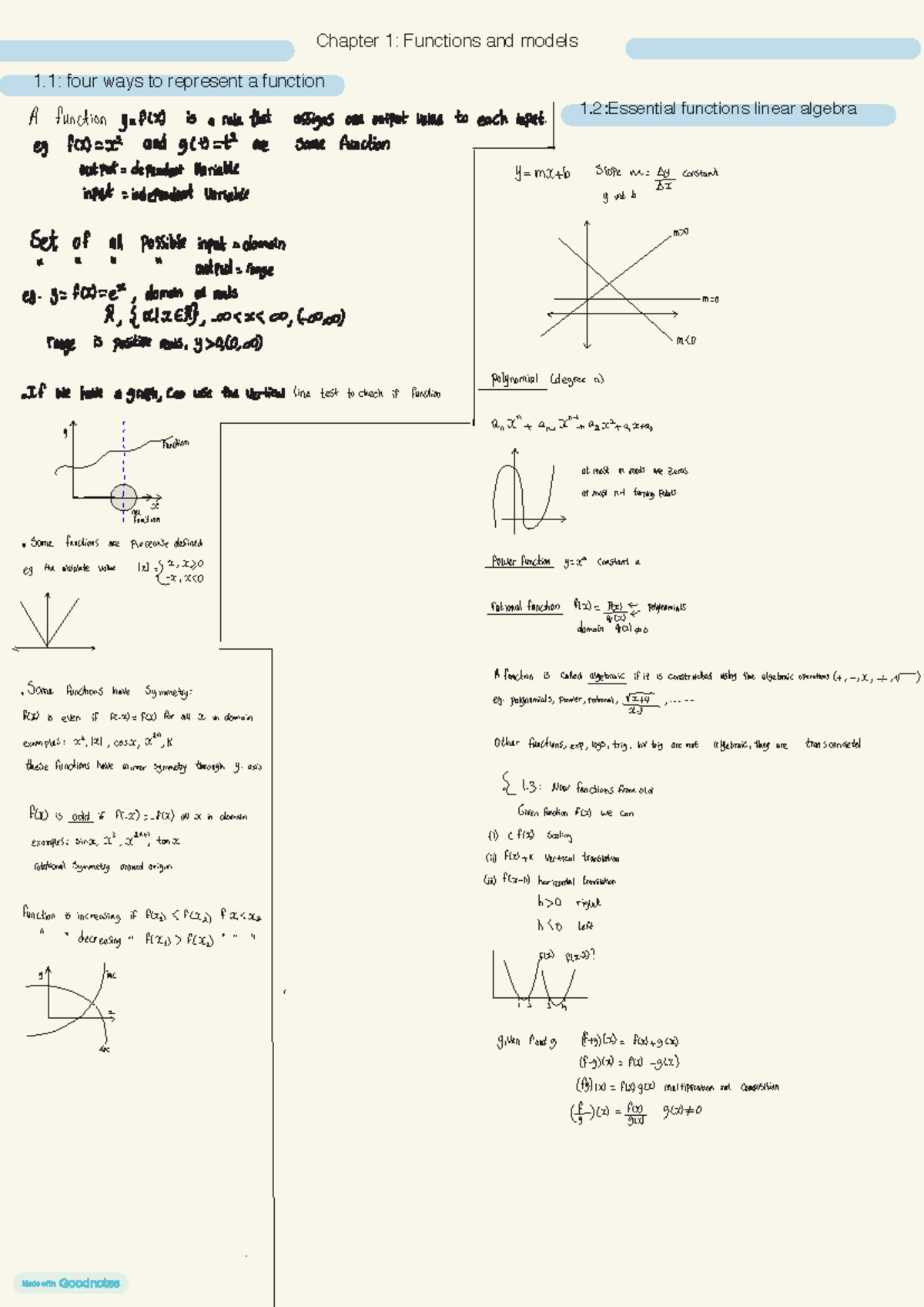 MAT 1320 - Chapter 1: Functions and Models Overview - Studocu