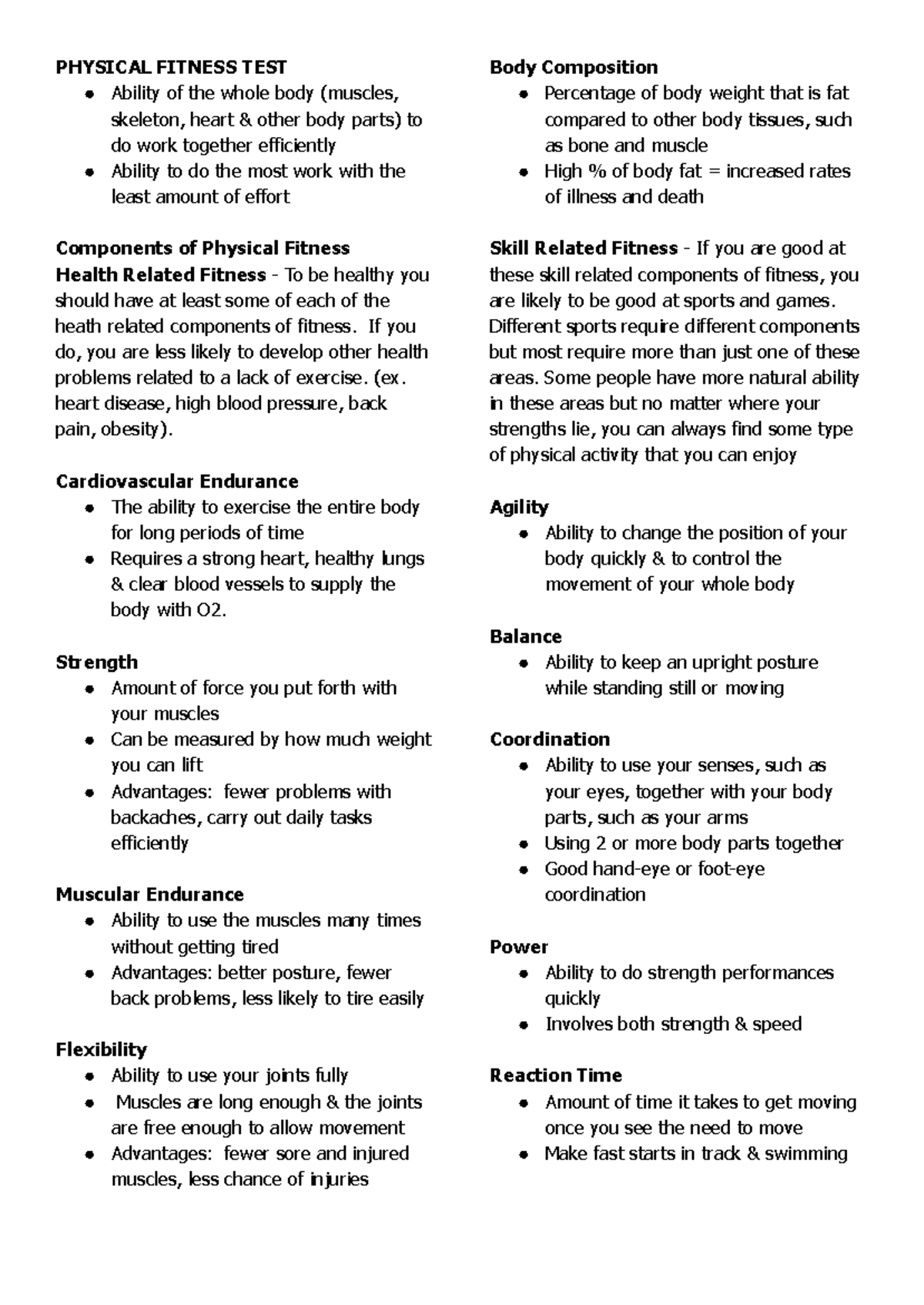 Pathfit 2: Comprehensive Review of Physical Fitness Components - Studocu