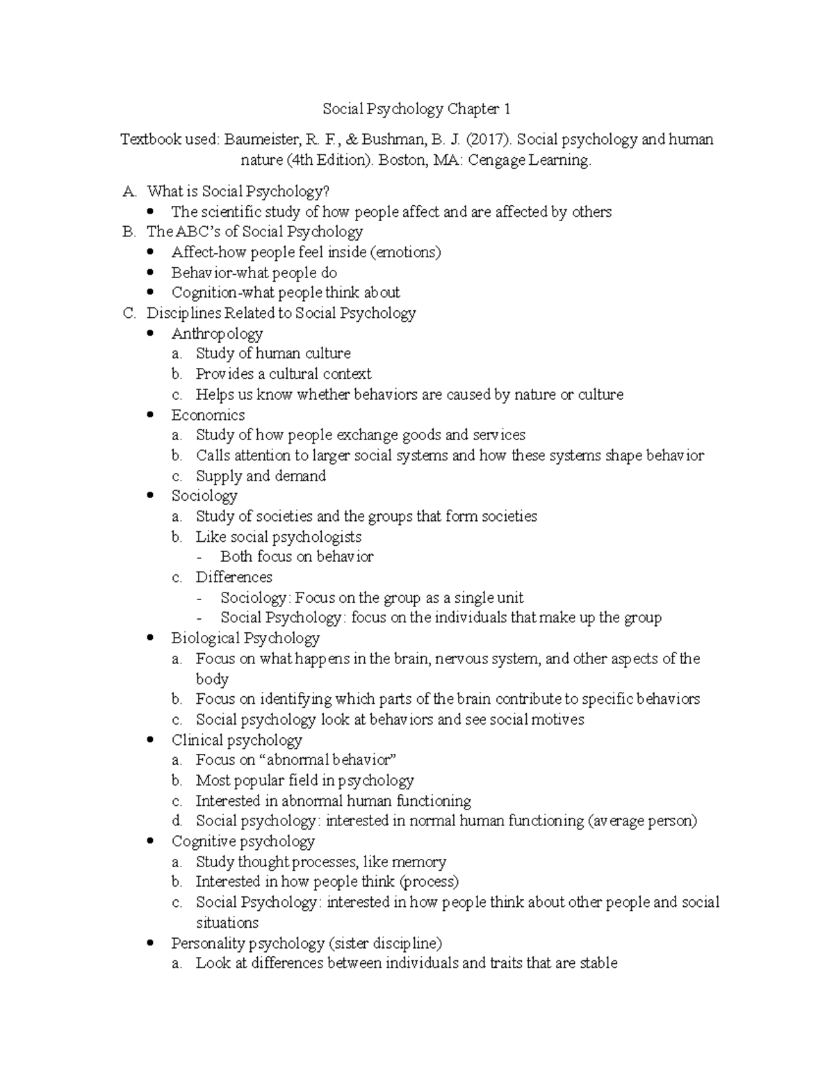 Social Psych 101: Chapter 1 Overview and Key Concepts Notes - Studocu