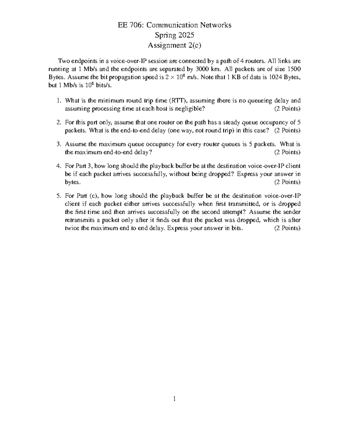 EE 706: Communication Networks Spring 2025 Assignment 2(c) Analysis ...