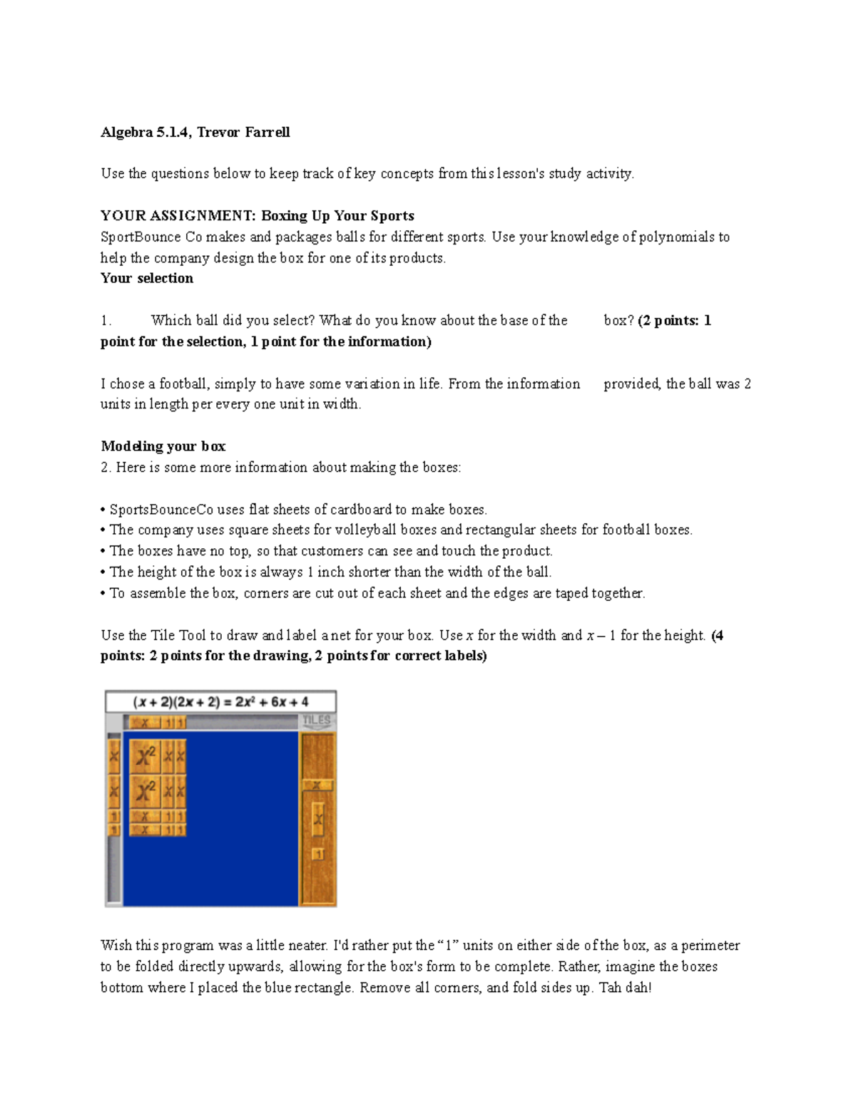 Boxing Up Your Sports: Polynomial Practice for Algebra 5.1 - Studocu