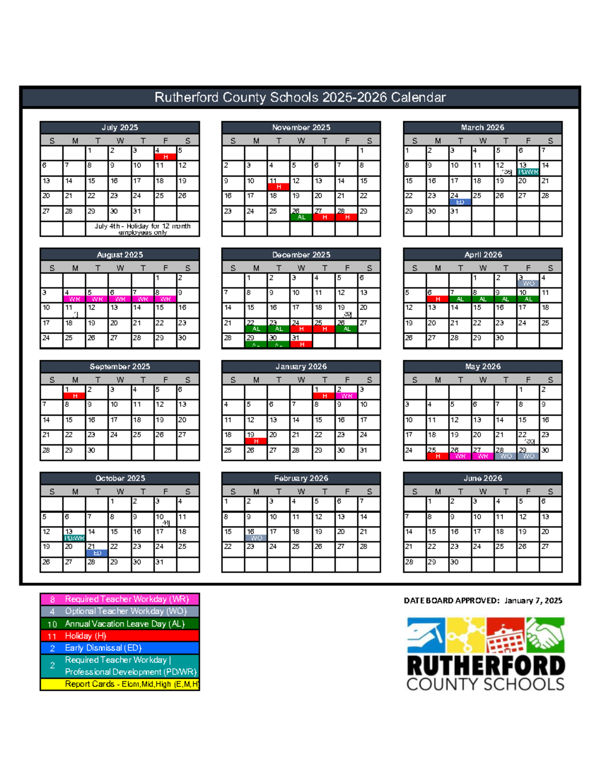 RCS 2025-2026 School Calendar: Important Dates & Holidays - Studocu