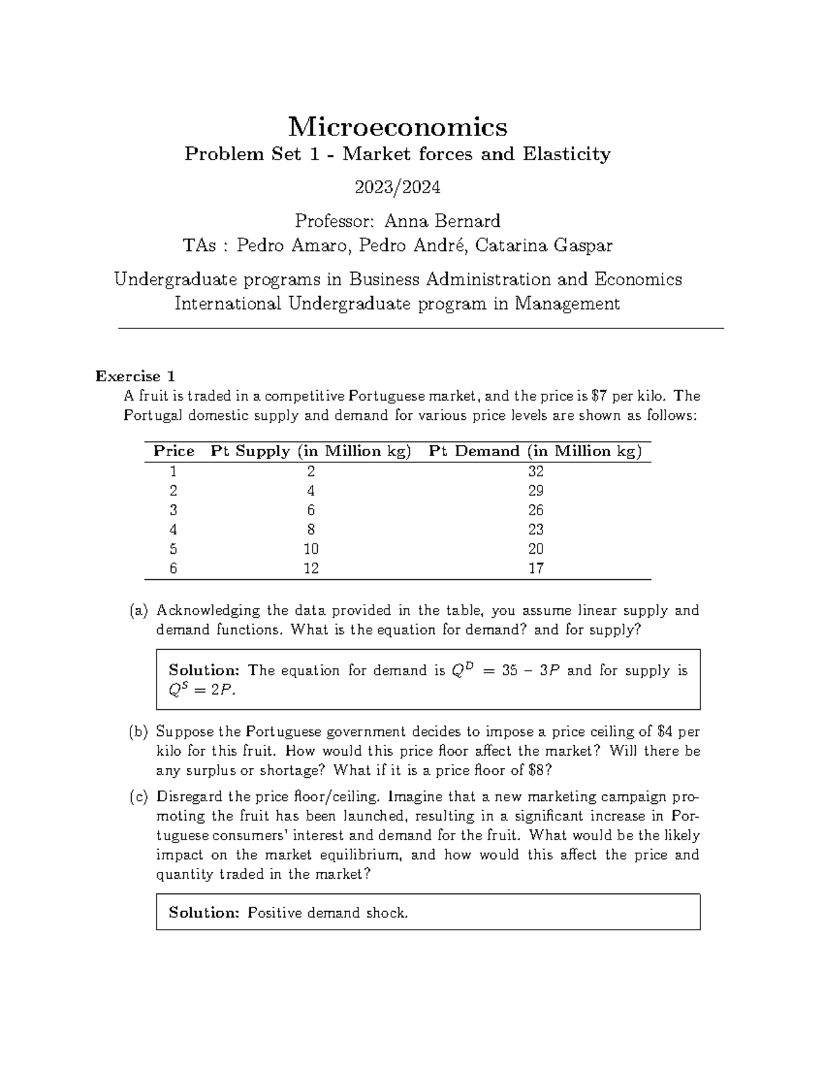 PS1 - Intro - Micro Man - Solution - Microeconomics Problem Set 1 ...
