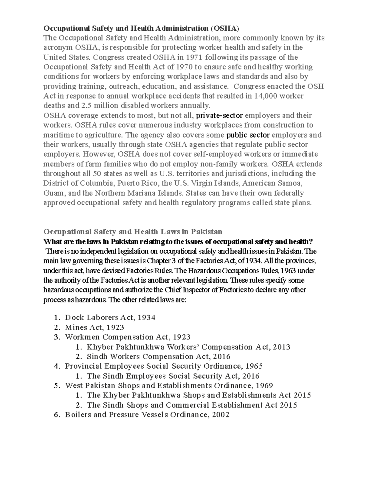 OSHA & EEO HRM Assignment 1: Overview of Worker Safety Laws - Studocu