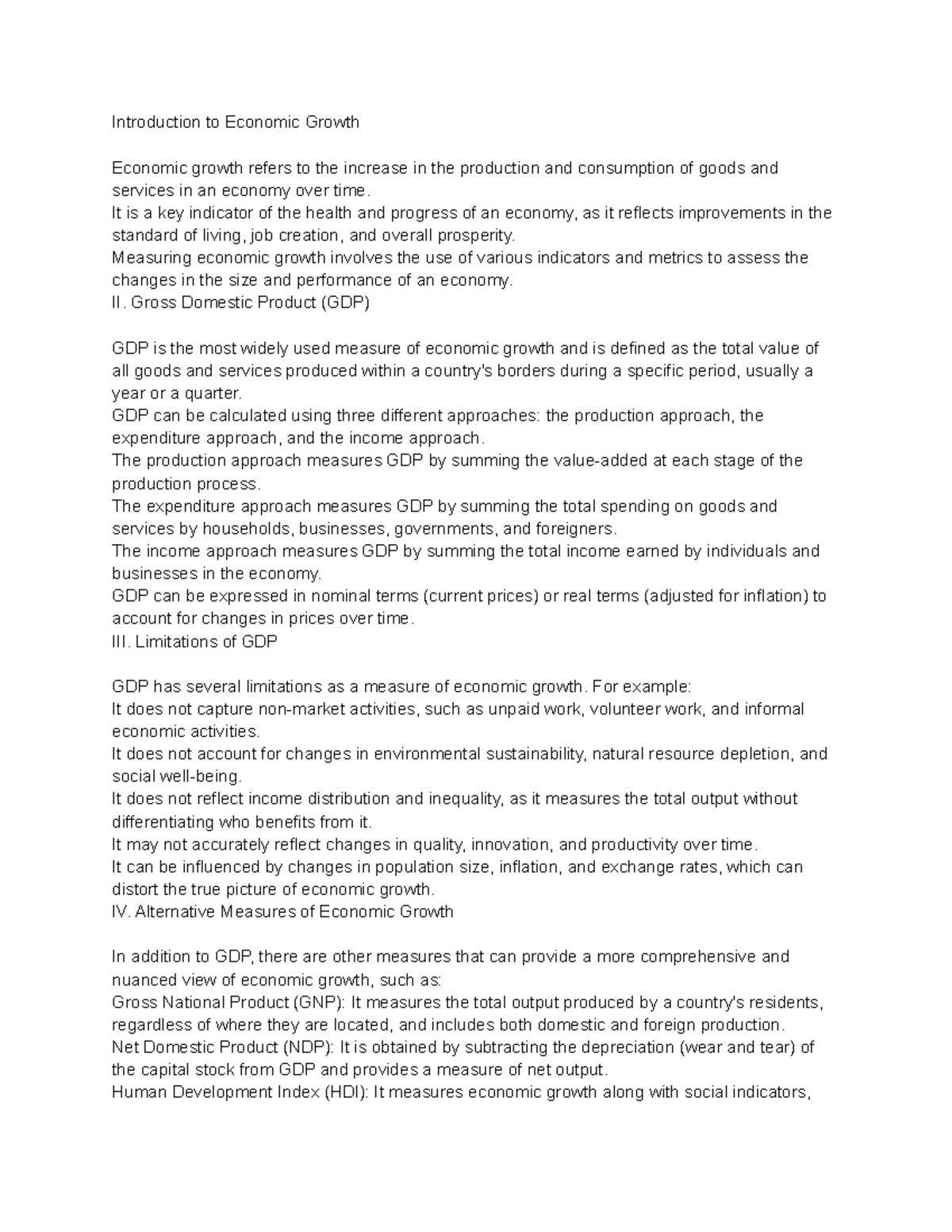 ECO 101: Comprehensive Notes on Economic Growth and GDP Analysis - Studocu