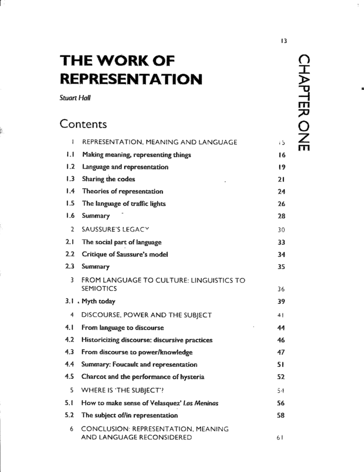 Chapter 1: The Work of Representation - Studocu