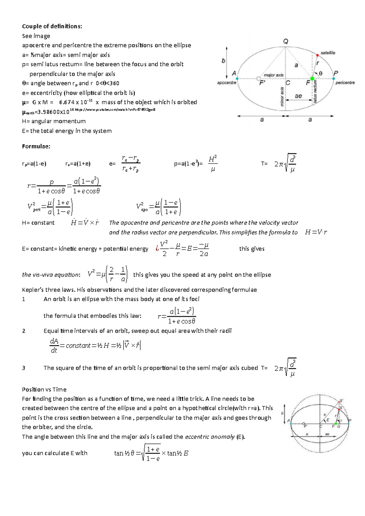 Orbits Summary: Key Definitions and Formulas for Astrophysics - Studeersnel