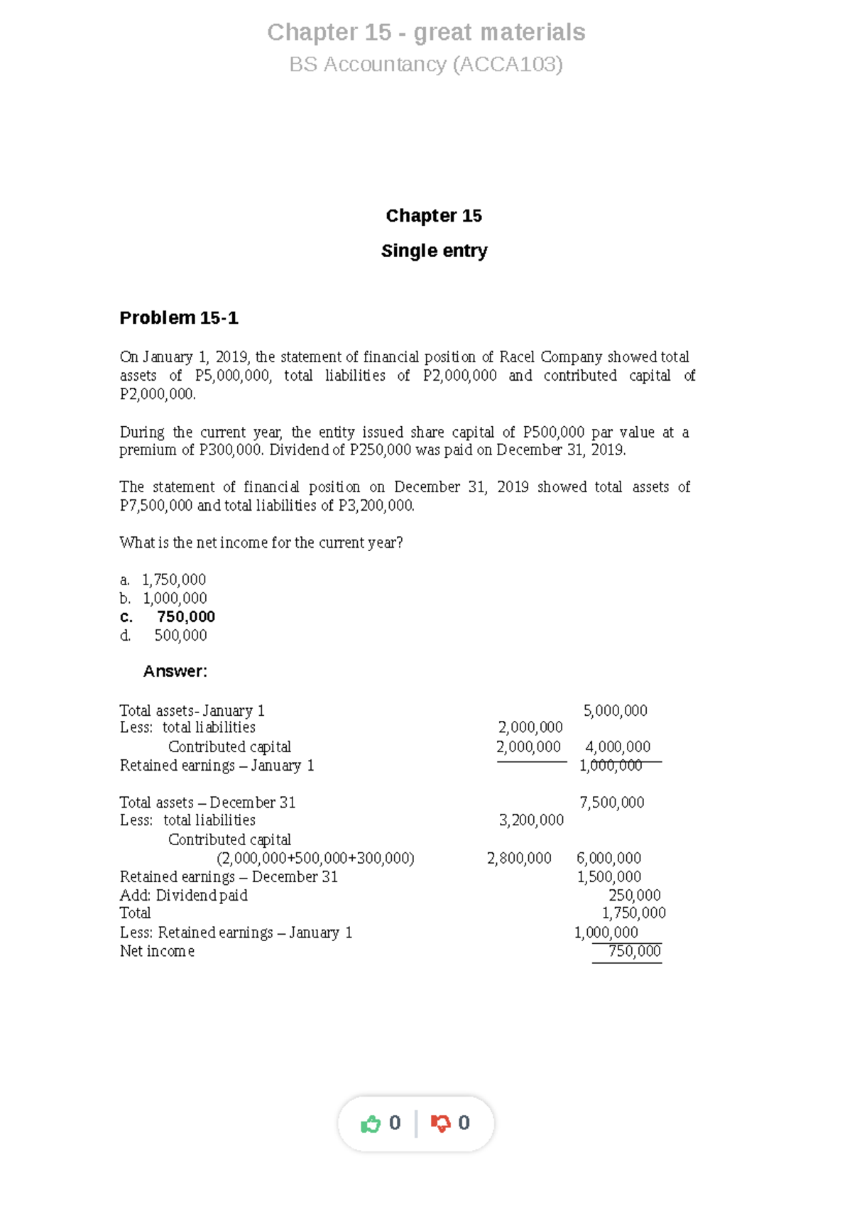 Chapter 15: Single Entry Problems in BS Accountancy (ACCA103) - Studocu