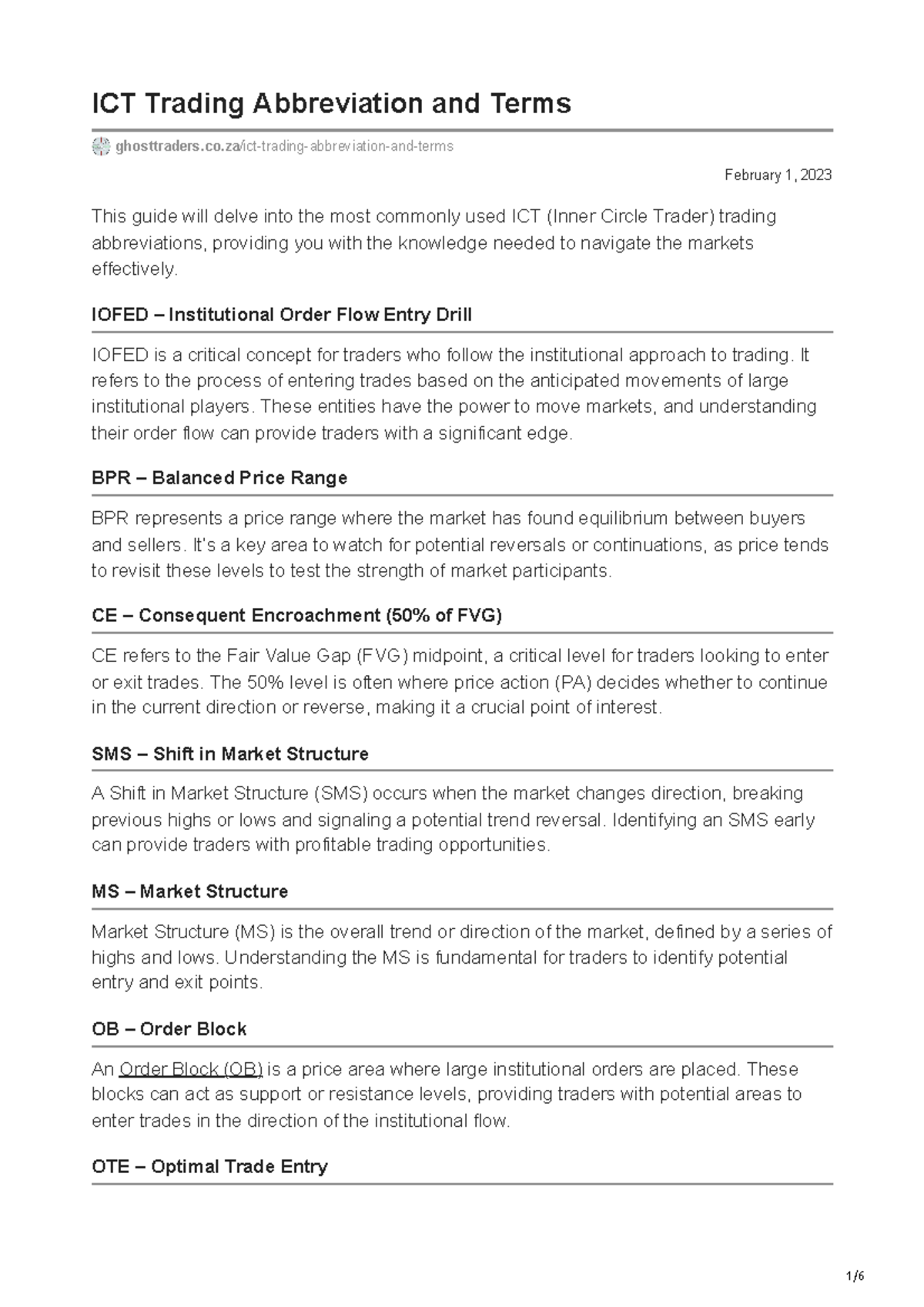 ICT Trading Abbreviations and Key Terms for Success - Studocu