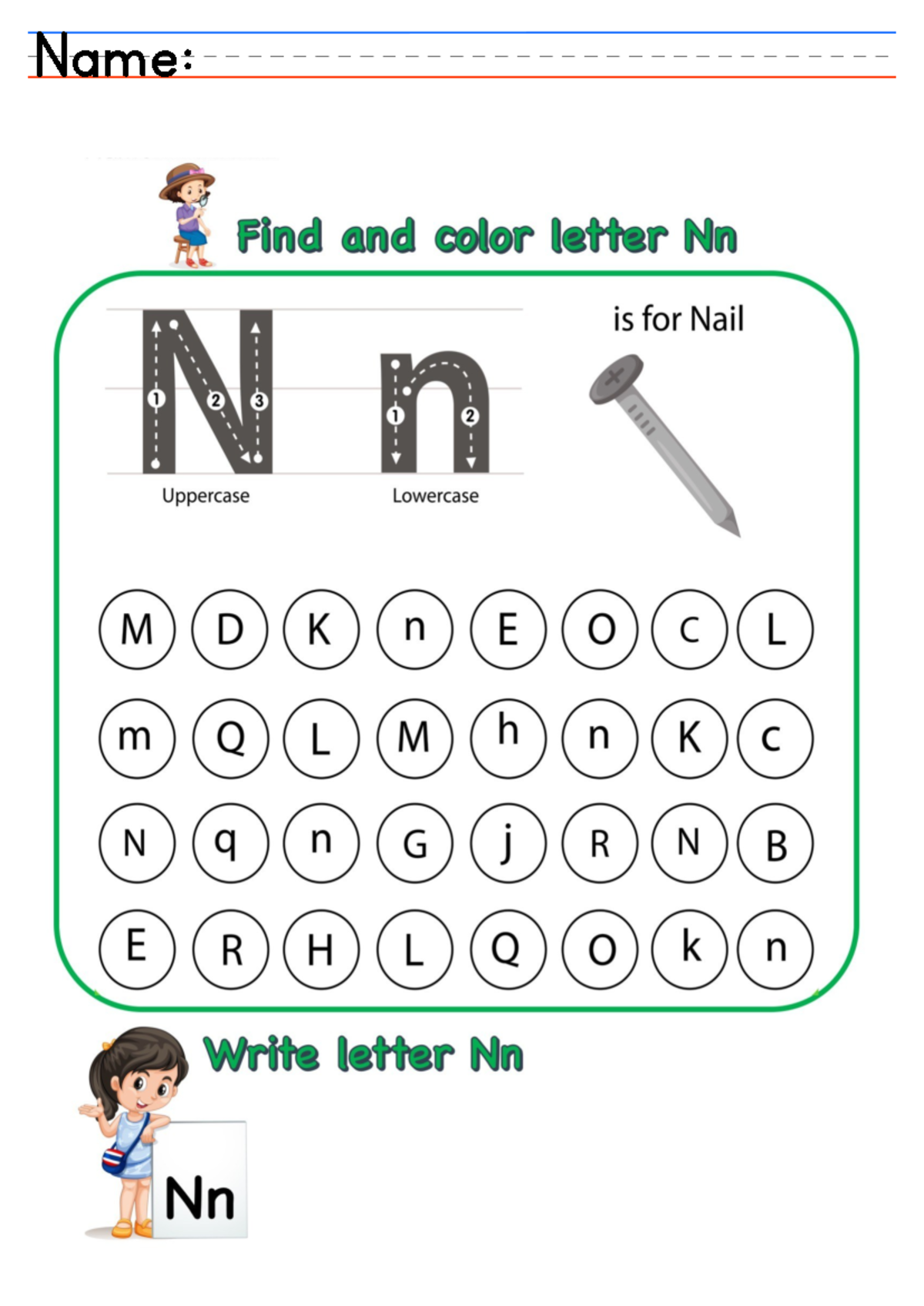Find and Color Letter Nn Worksheets - Studocu