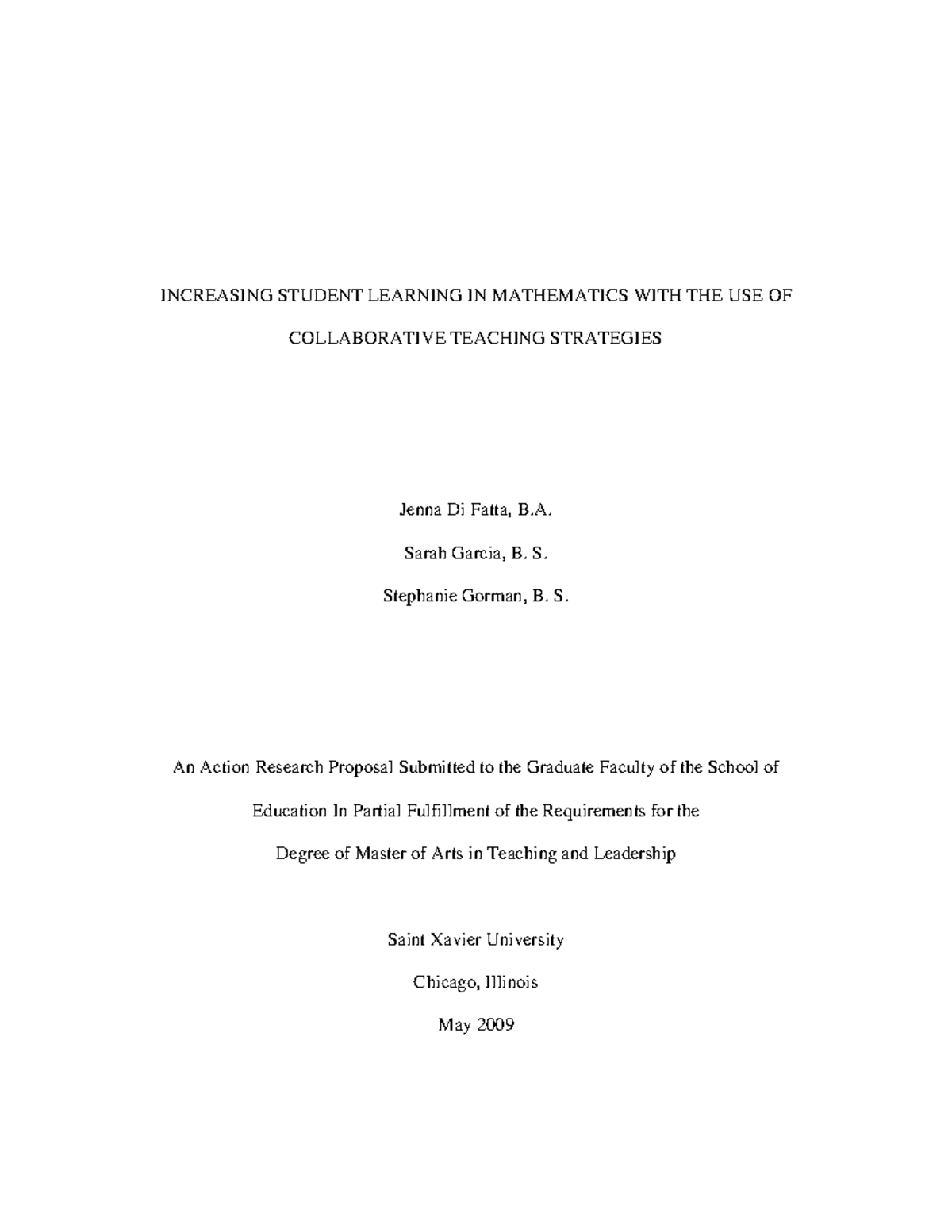 Action Research on Collaborative Teaching in Math (EDU678) - Studocu