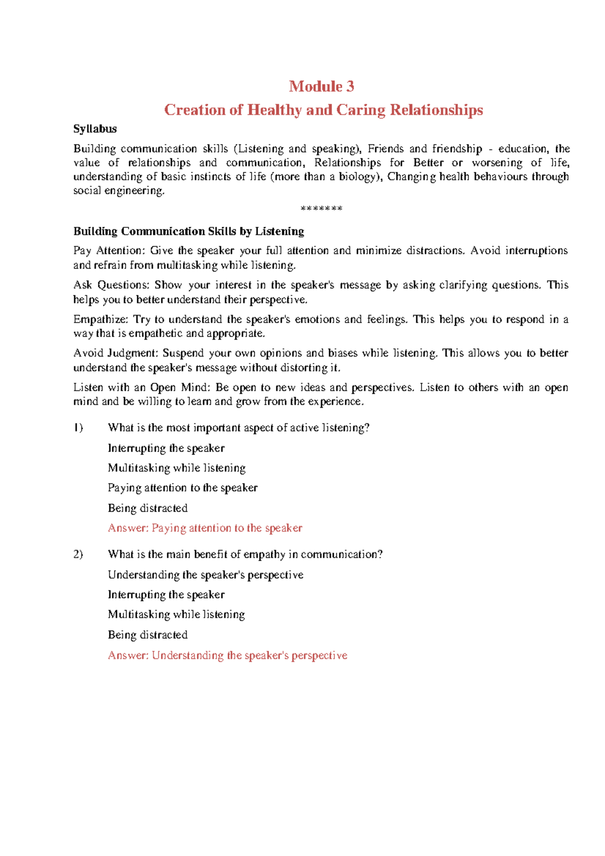 Module-3 - Notes on module 3 sfh - Syllabus Module 3 Creation of ...