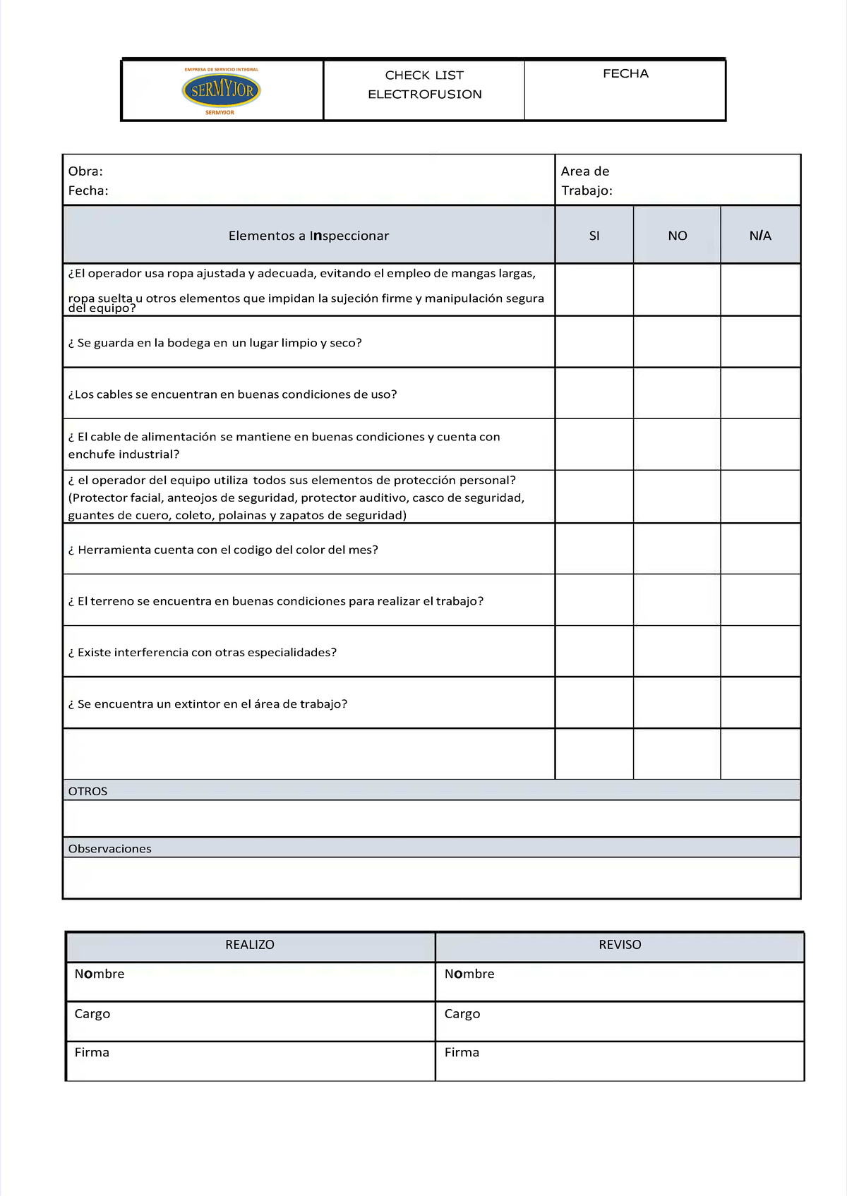 Checklist for Electrofusion Inspection - Safety & Preparation - Studocu