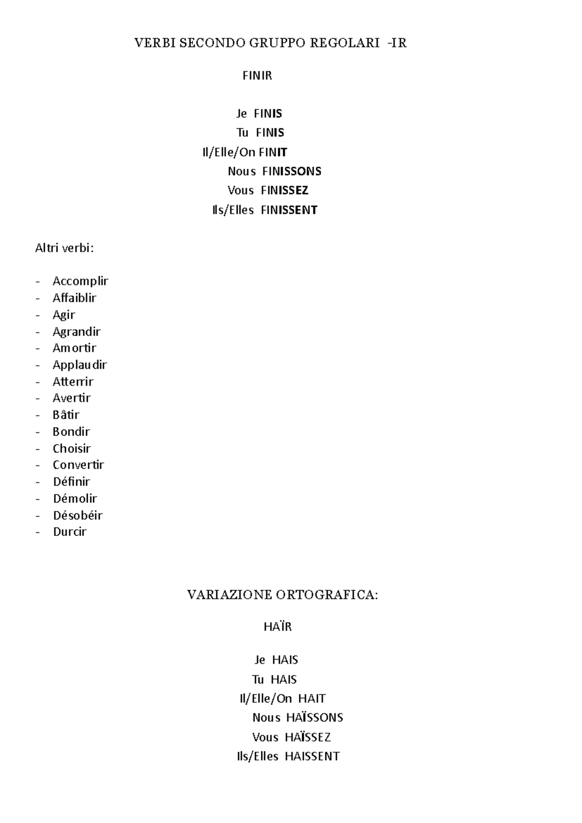 Esercizi con verbi regolari e irregolari