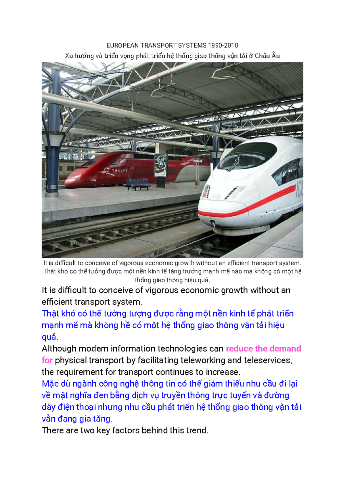 EUROPEAN TRANSPORT SYSTEMS: Trends and Future Prospects (1990-2010 ...