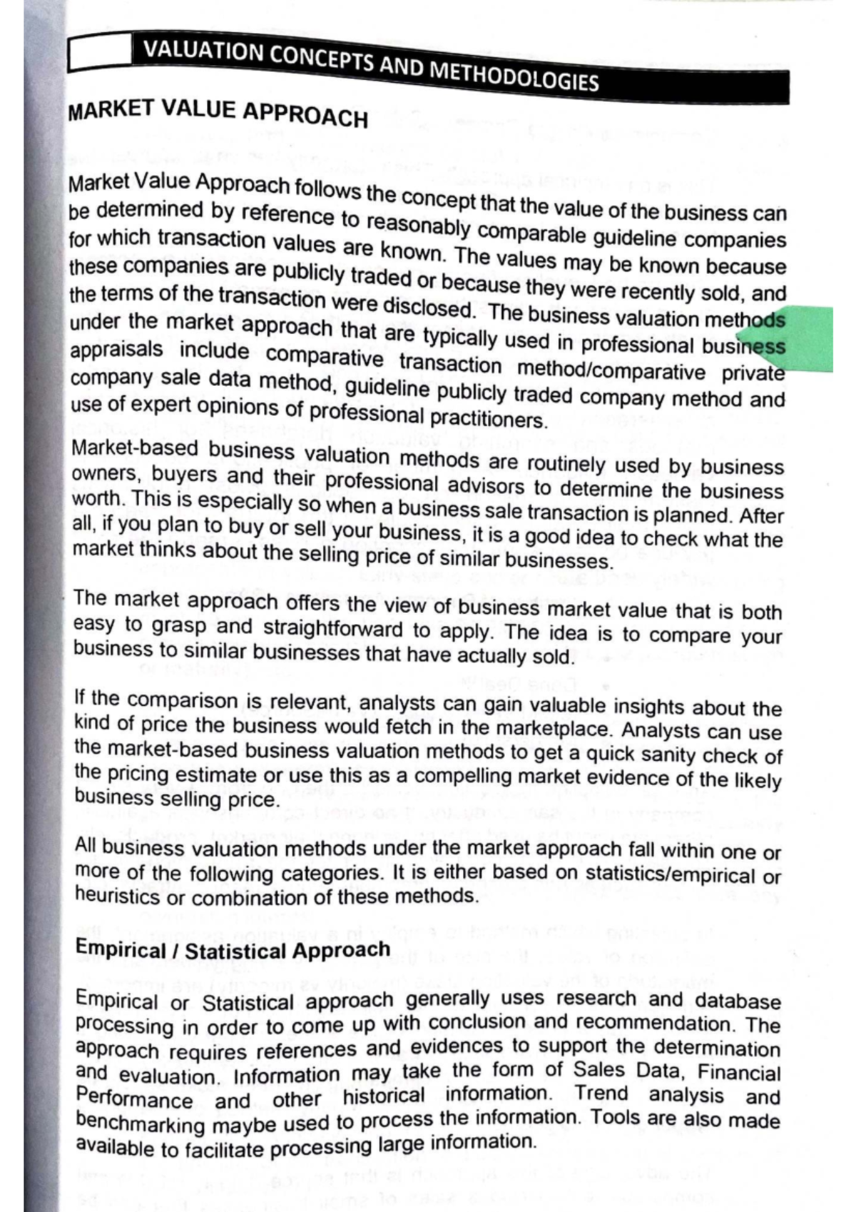 Valuation Concepts and Methodologies: Chapter 6 & 7 Overview - Studocu