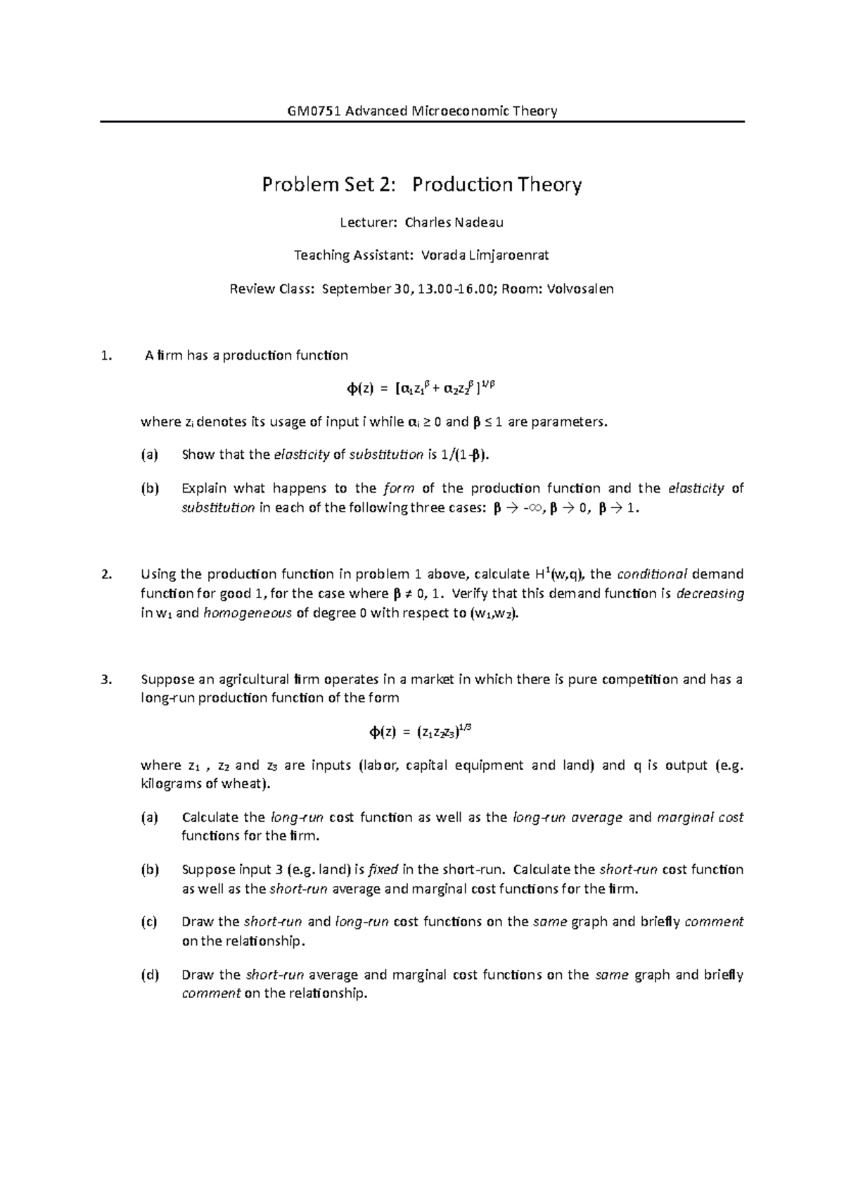 Problem Set 2 (Autumn 2022) - GM0751 Advanced Microeconomic Theory ...