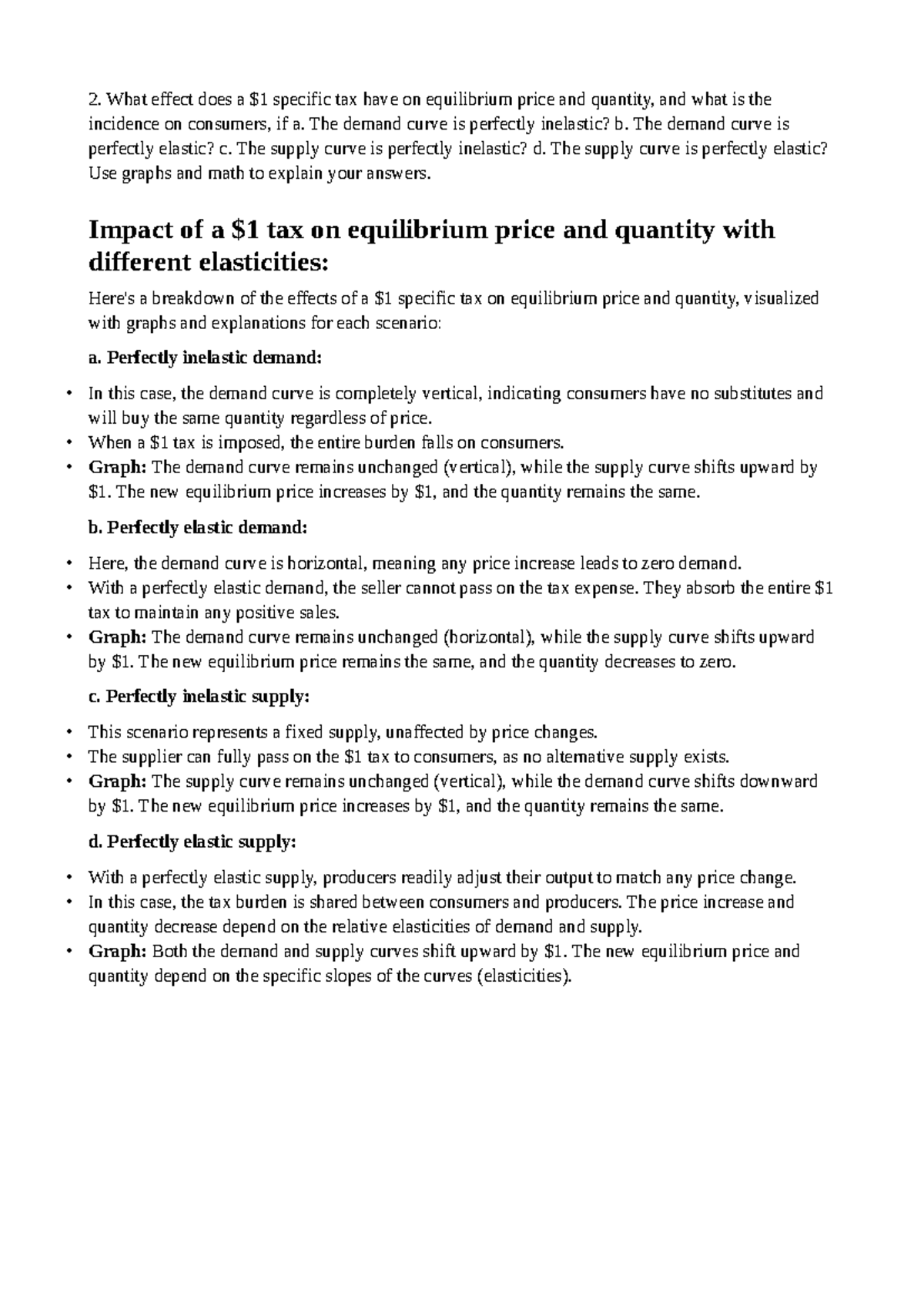 ECO 302 Final Exam: Analysis of $1 Tax Impact on Equilibrium and Demand ...