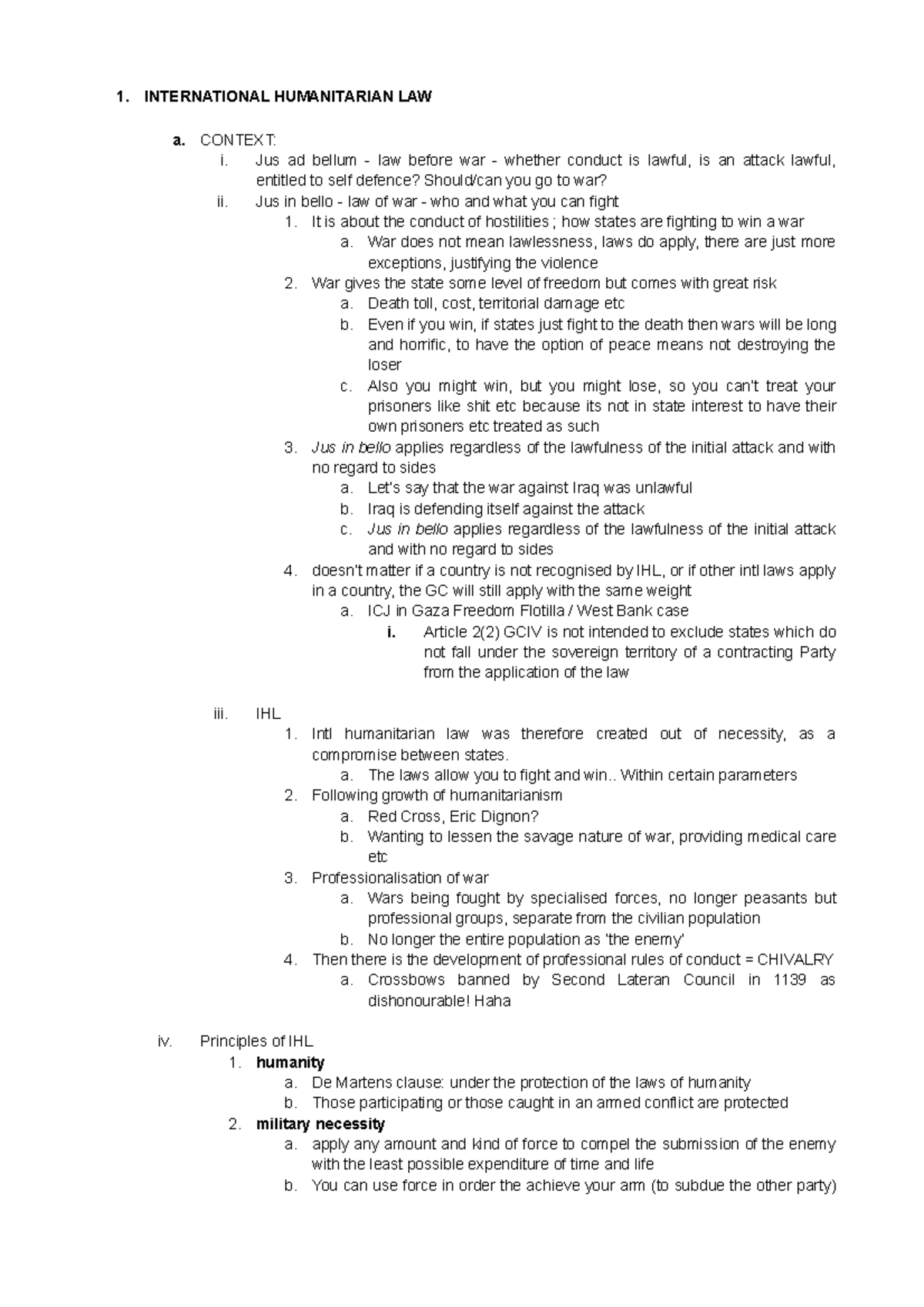 Advanced International Law - Comprehensive IHL Study Notes - Studocu