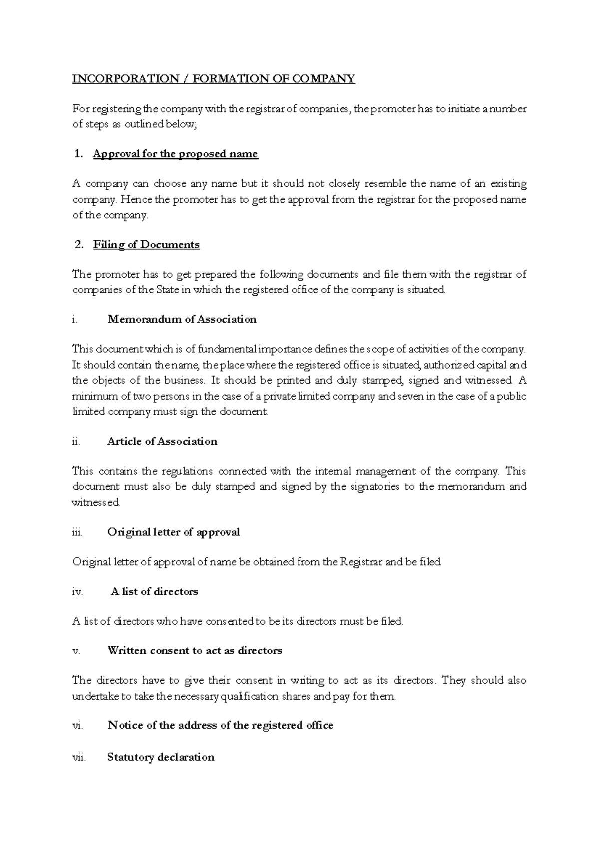 Company Law Module 2 - Formation & Incorporation Notes - Studocu
