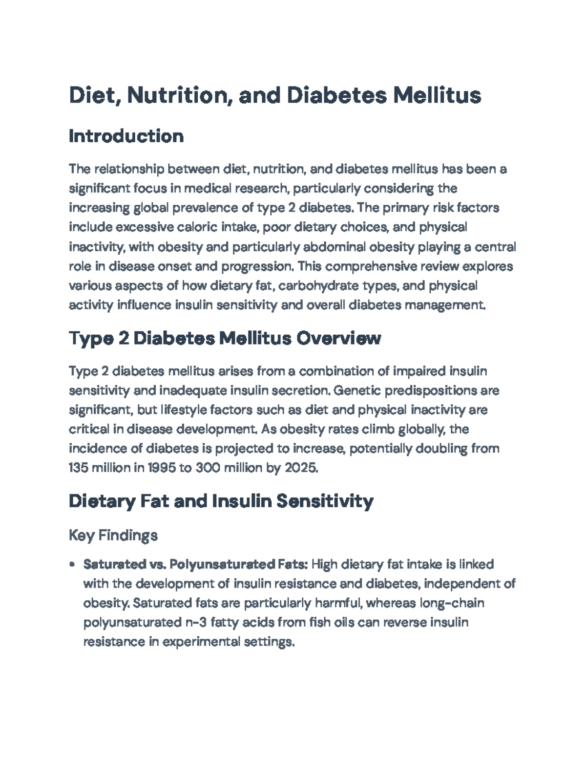 Diet, Nutrition, and Type 2 Diabetes Management: A Comprehensive Review ...