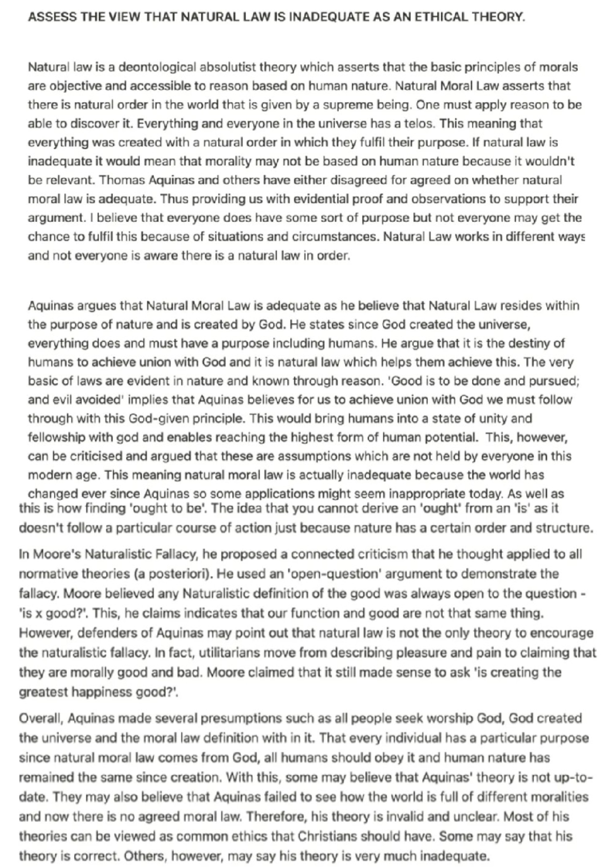 PHI101: Assessing the Inadequacies of Natural Law as an Ethical Theory ...