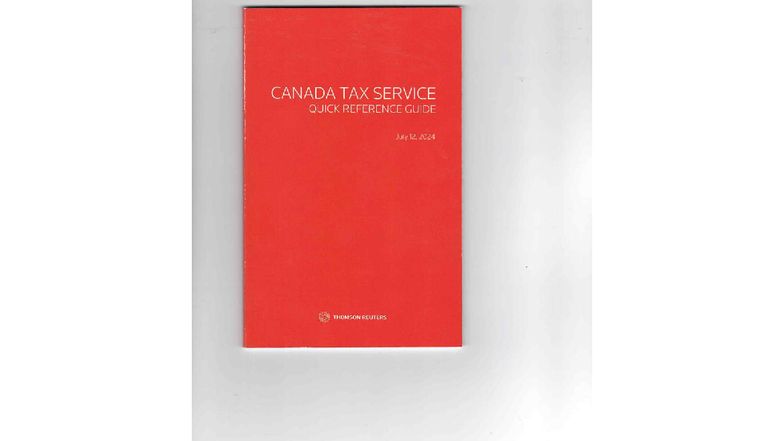 Canada Tax Service Quick Reference Guide 2024 - Studocu