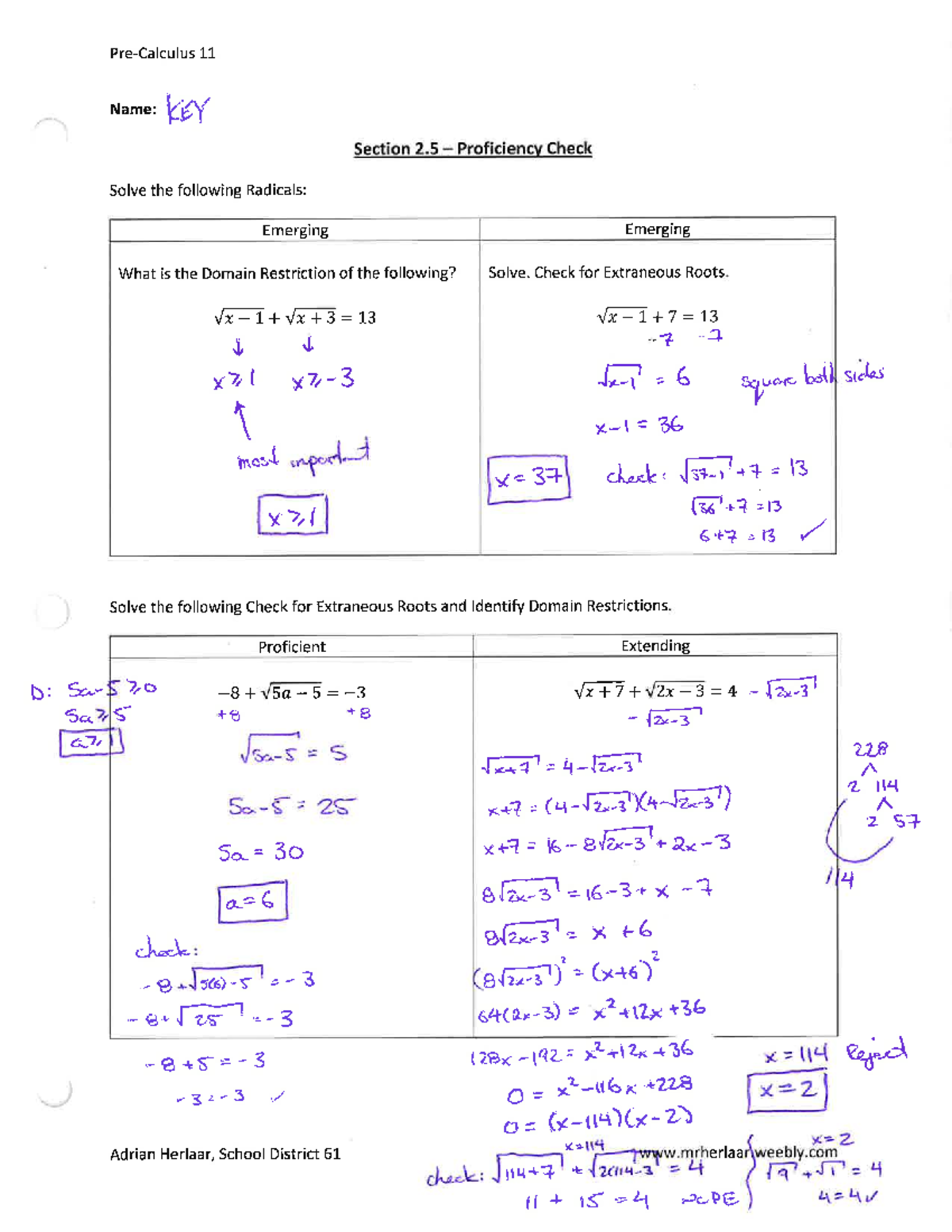 11 Proficiency Check: Solving Radicals & Domain Restrictions - Studocu