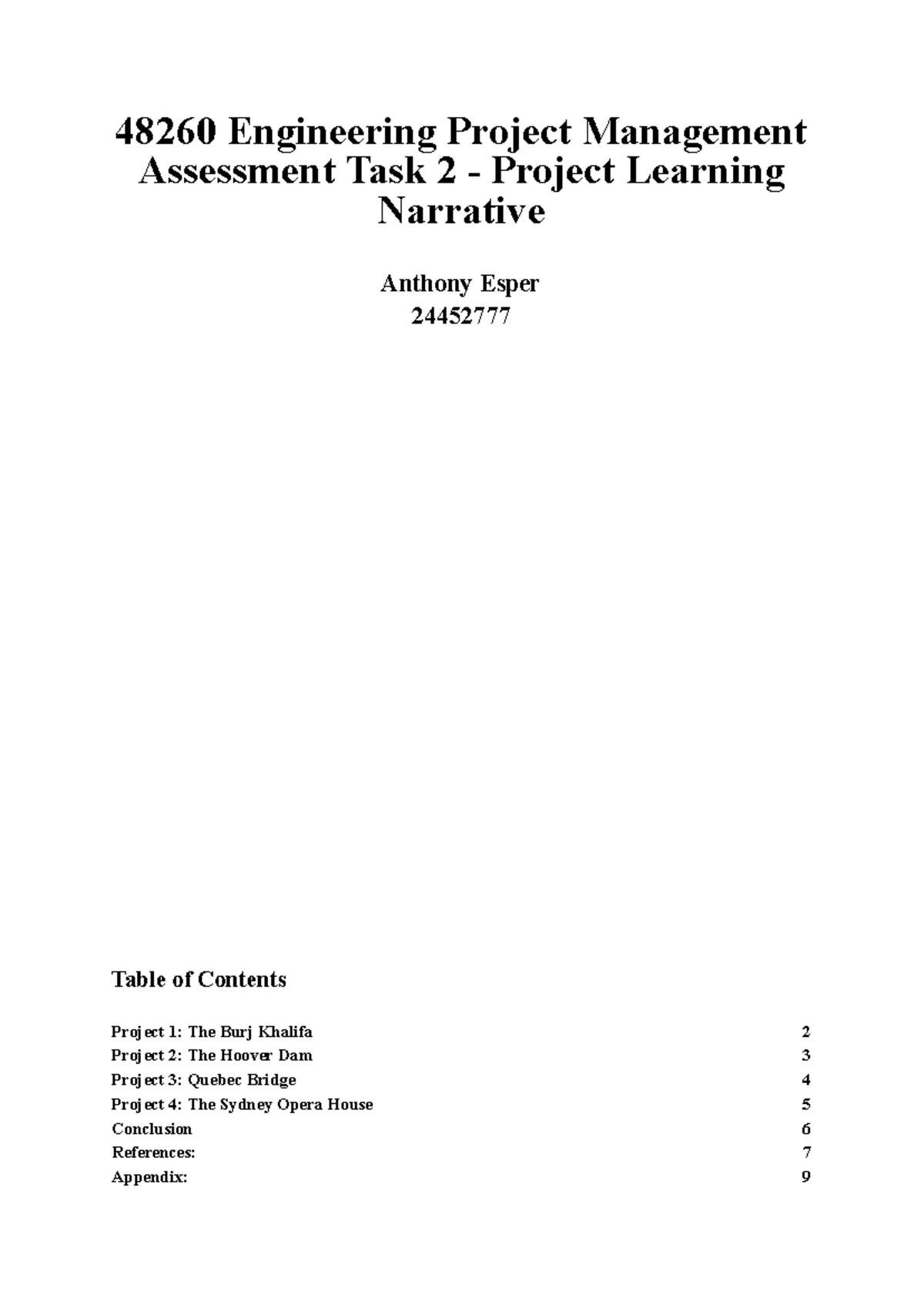 48260 Engineering Project Management - Assessment Task 2 Narrative ...