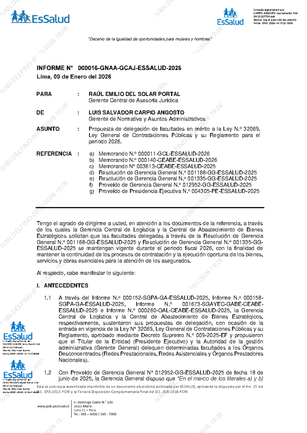 Informe sobre la Delegación de Facultades en el Marco de la Ley 32069 ...