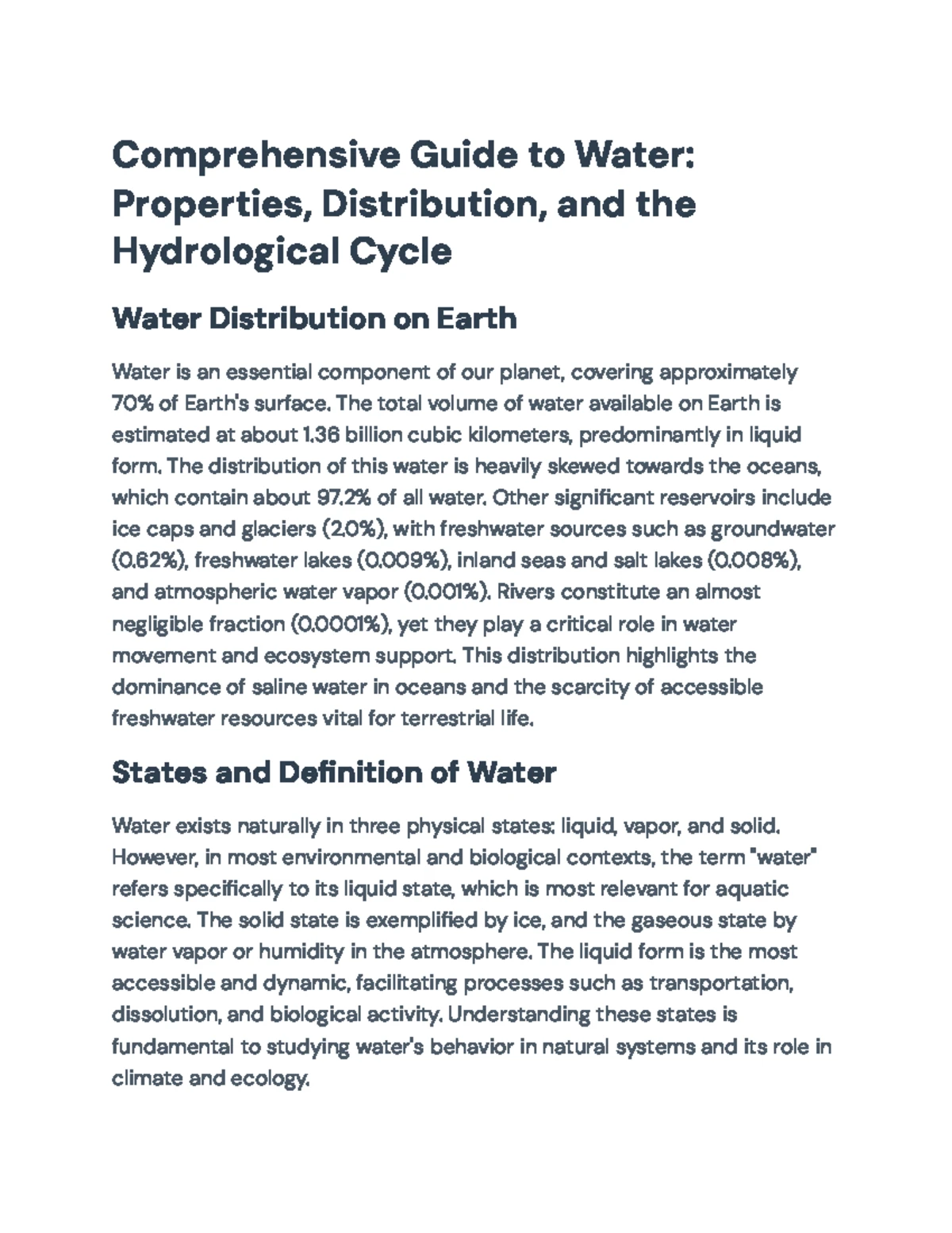 Hydrological Cycle Overview: Key Processes and Impacts (Lecture 005 ...