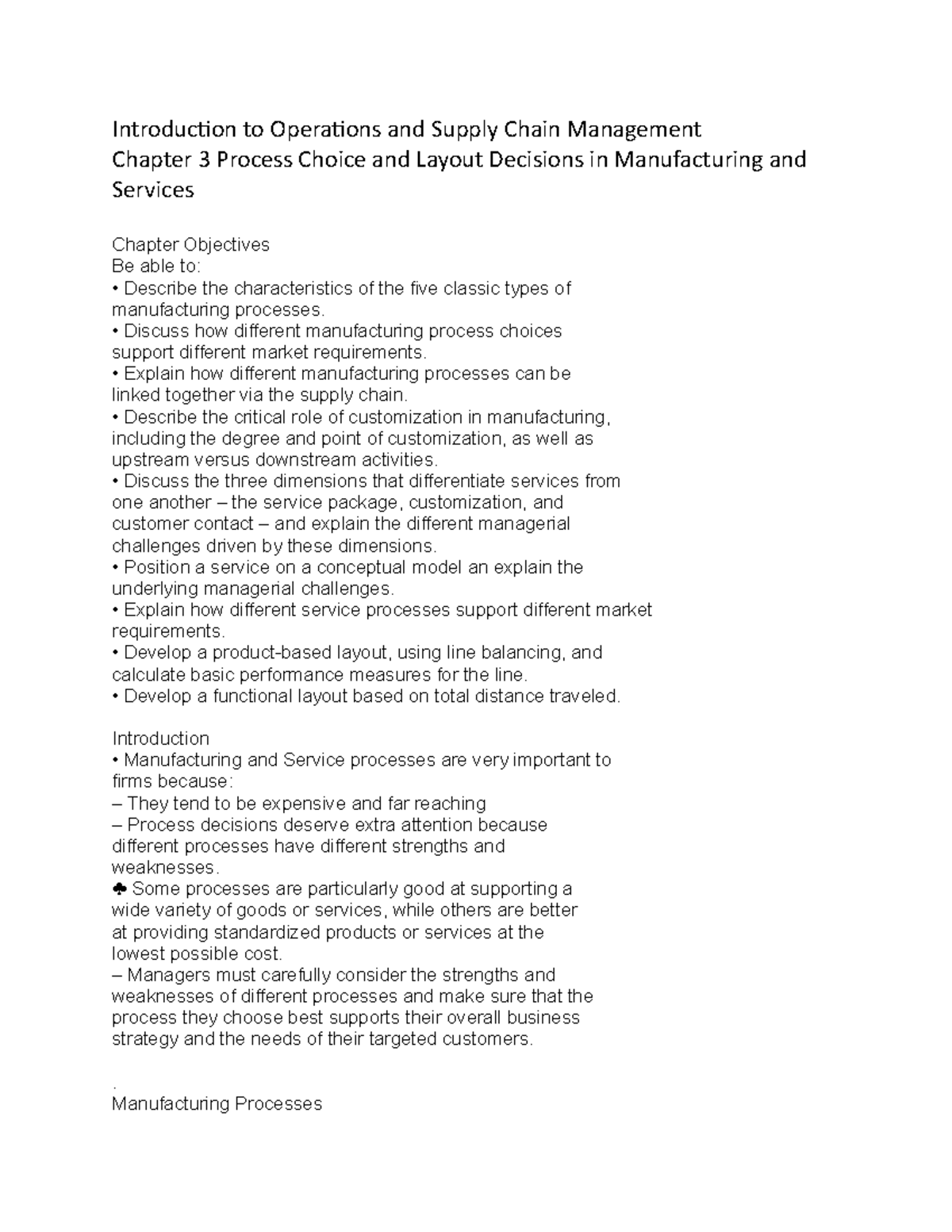 Chapter 3: Process Choice & Layout Decisions in Mfg & Services - Studocu
