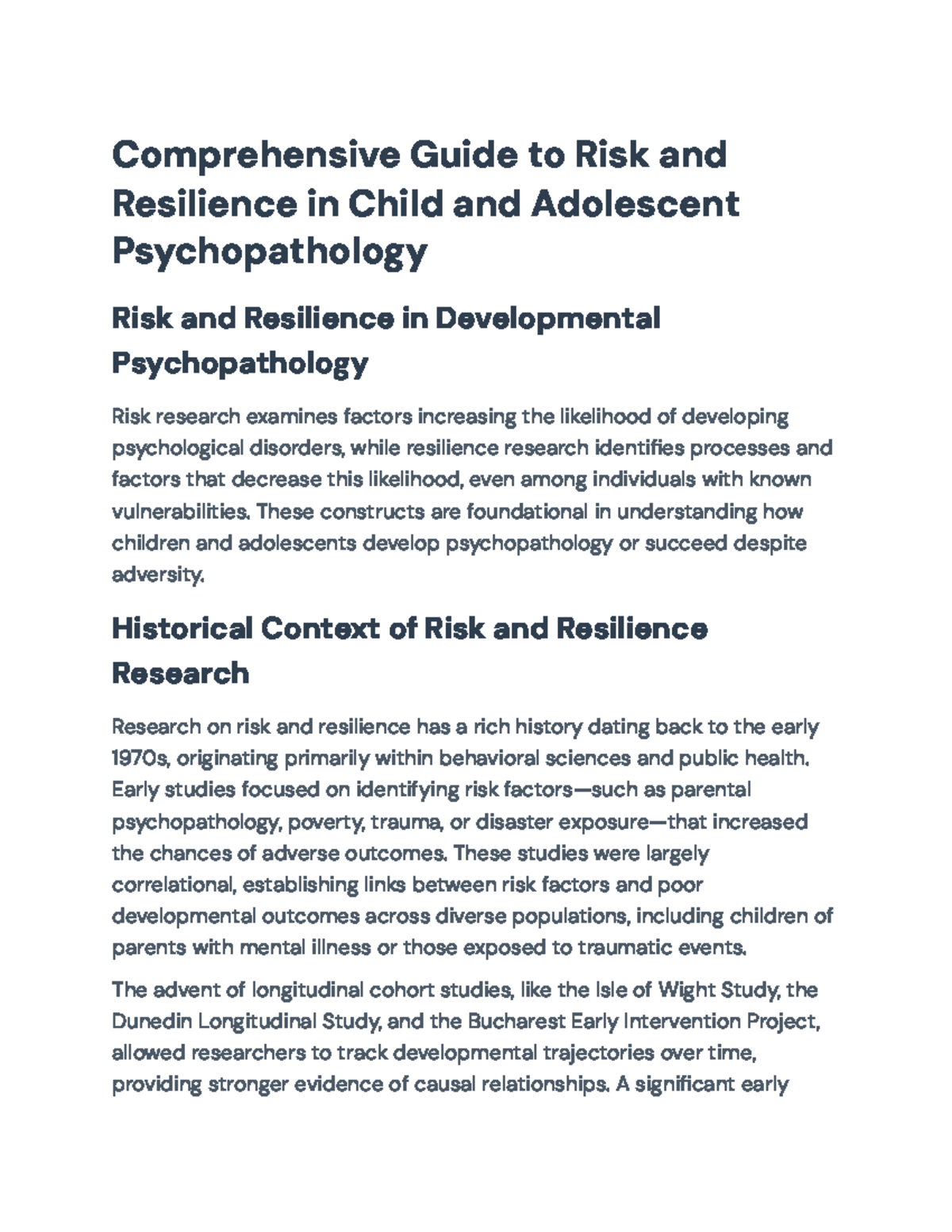 Comprehensive Guide to Risk and Resilience in Child Psychopathology ...