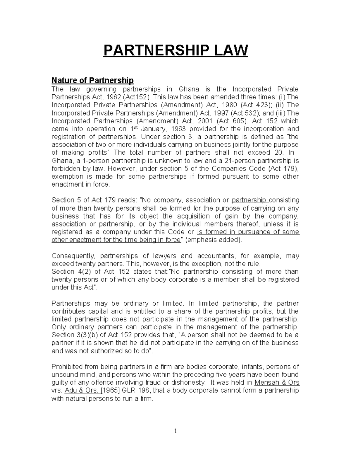 Partnership Law Overview - Key Features and Regulations (Law 17) - Studocu