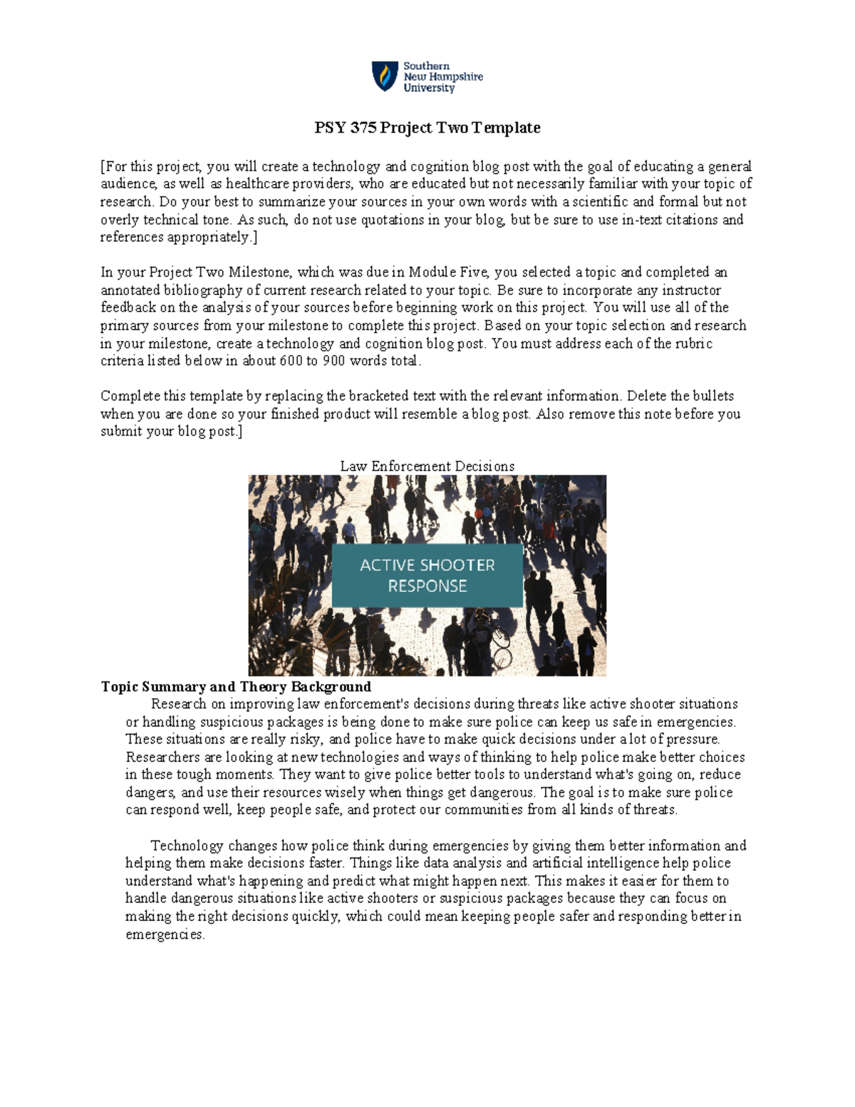 PSY 375 Project Two: Technology & Cognition Blog Post Template - Studocu