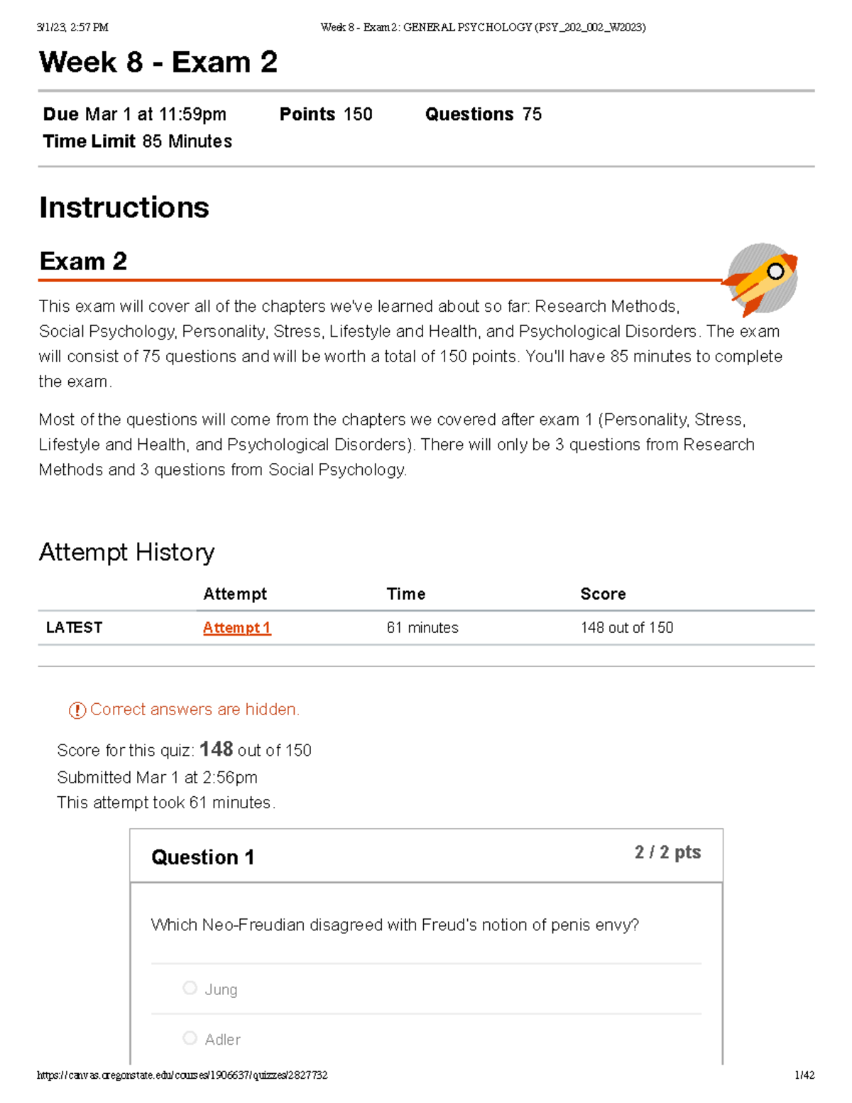 Week 8 - PSY 202 Exam 2: General Psychology Review and Insights - Studocu