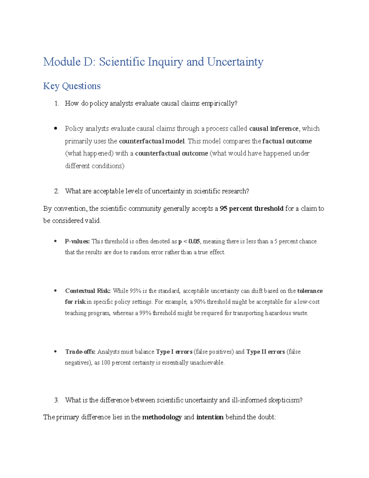Module D-F Study Guide: Scientific Inquiry, Bureaucracy, and Federalism ...
