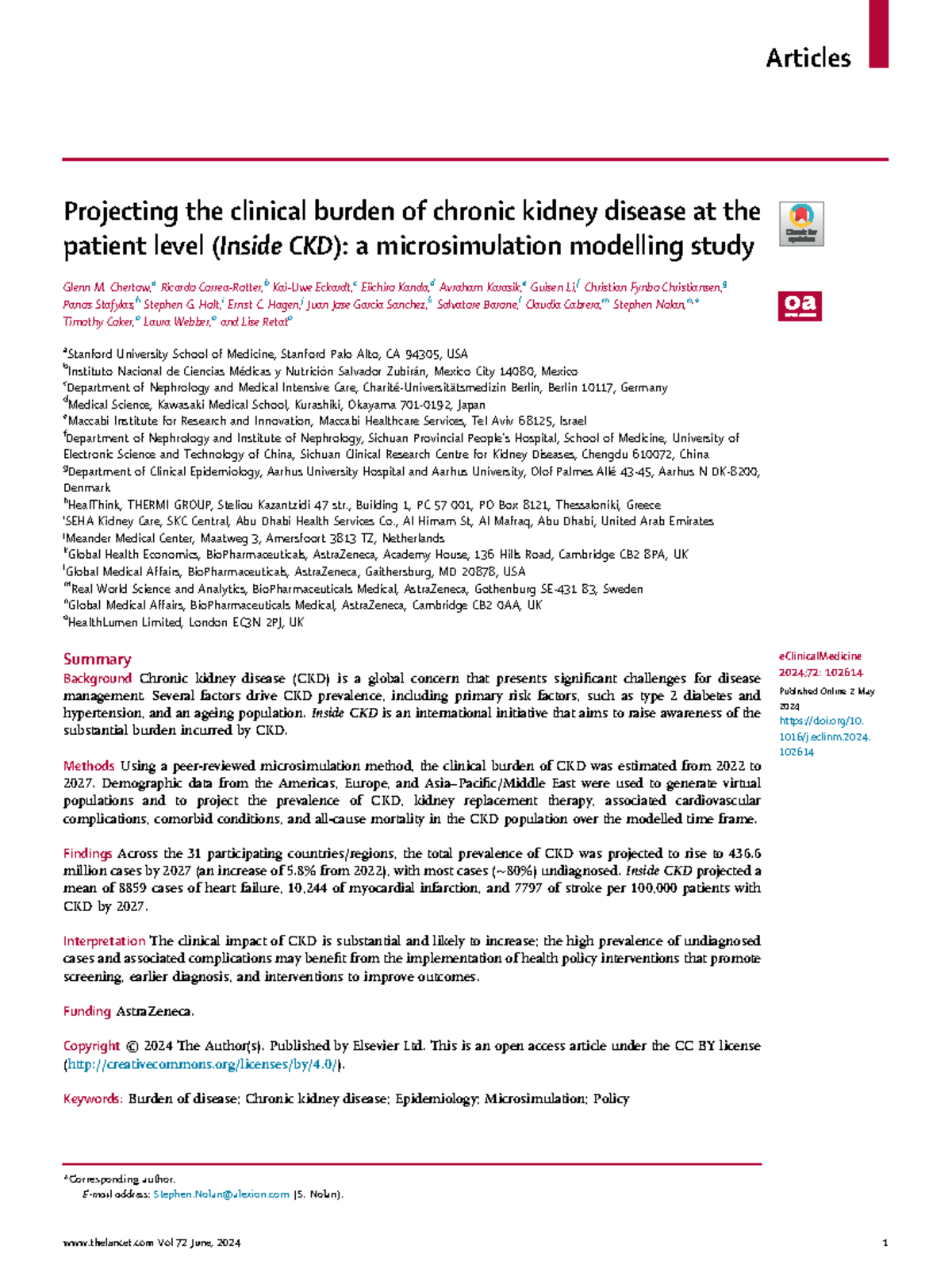 Inside CKD: Projecting Clinical Burden of Chronic Kidney Disease (CKD ...