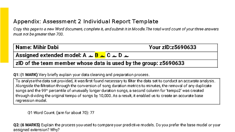 COMM1190 A2 Individual Report Template: Data Analysis Insights - Studocu