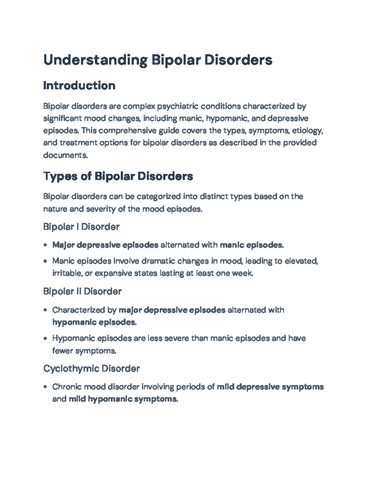 Bipolar Disorders: Types, Symptoms, Etiology, and Treatment Options ...
